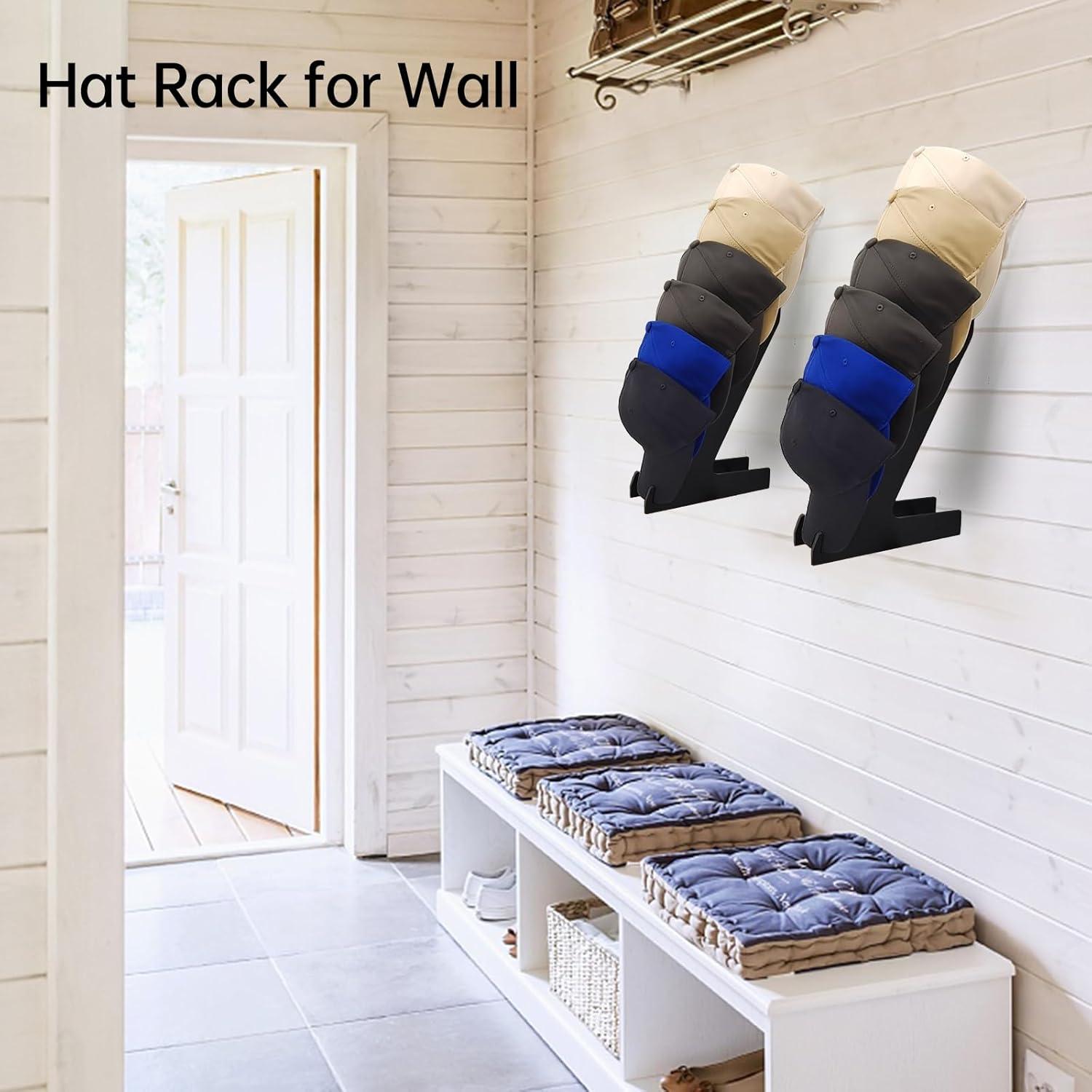 Perchero de Sombreros Iswabard de Madera Negra, 12 Gorras