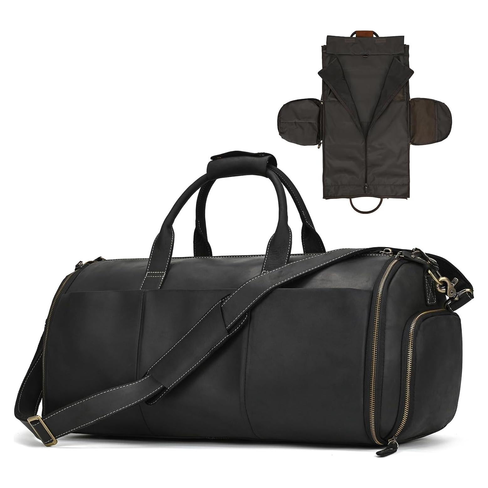 Bolsa de viaje de cuero LUUFAN 45L con compartimento para zapatos