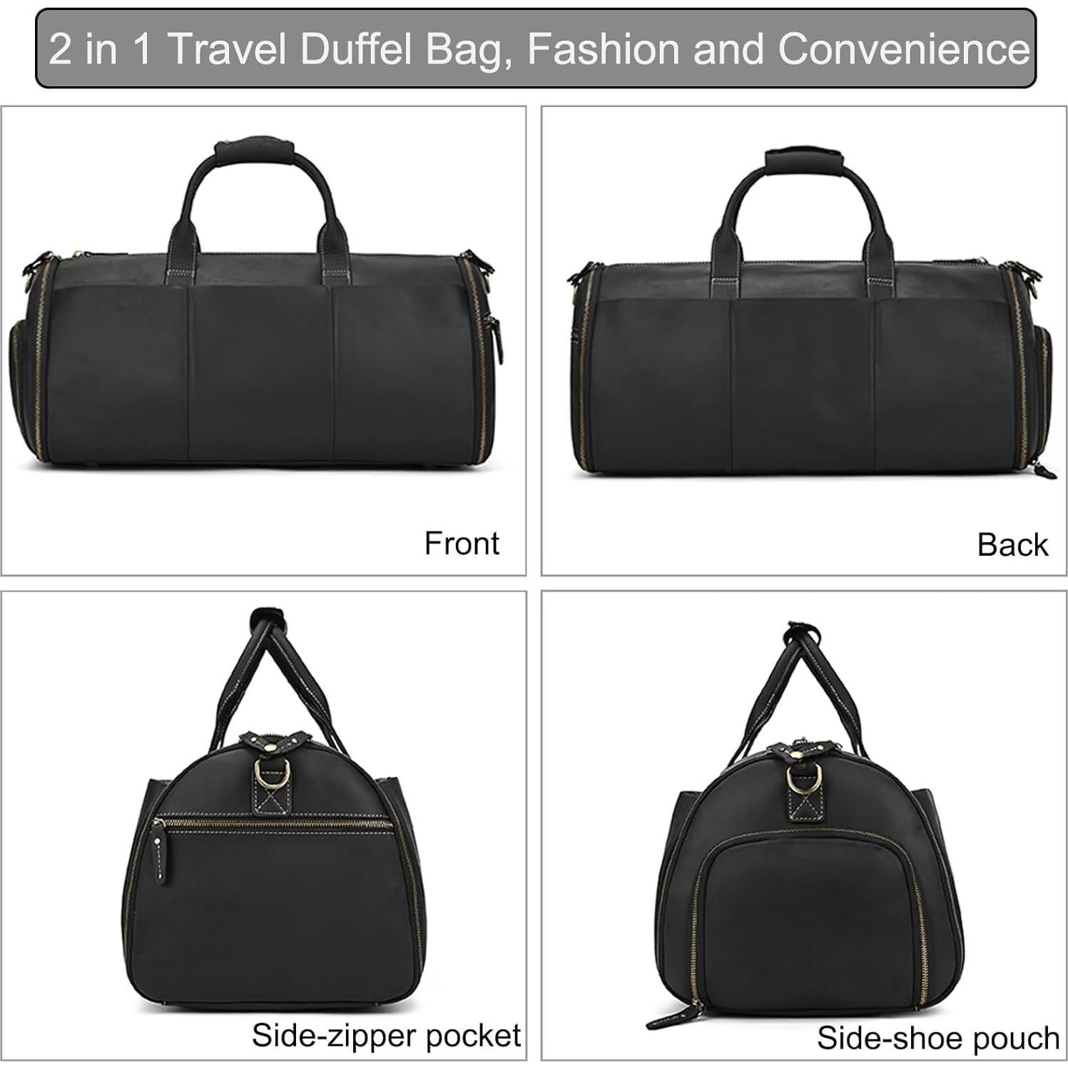 Bolsa de viaje de cuero LUUFAN 45L con compartimento para zapatos