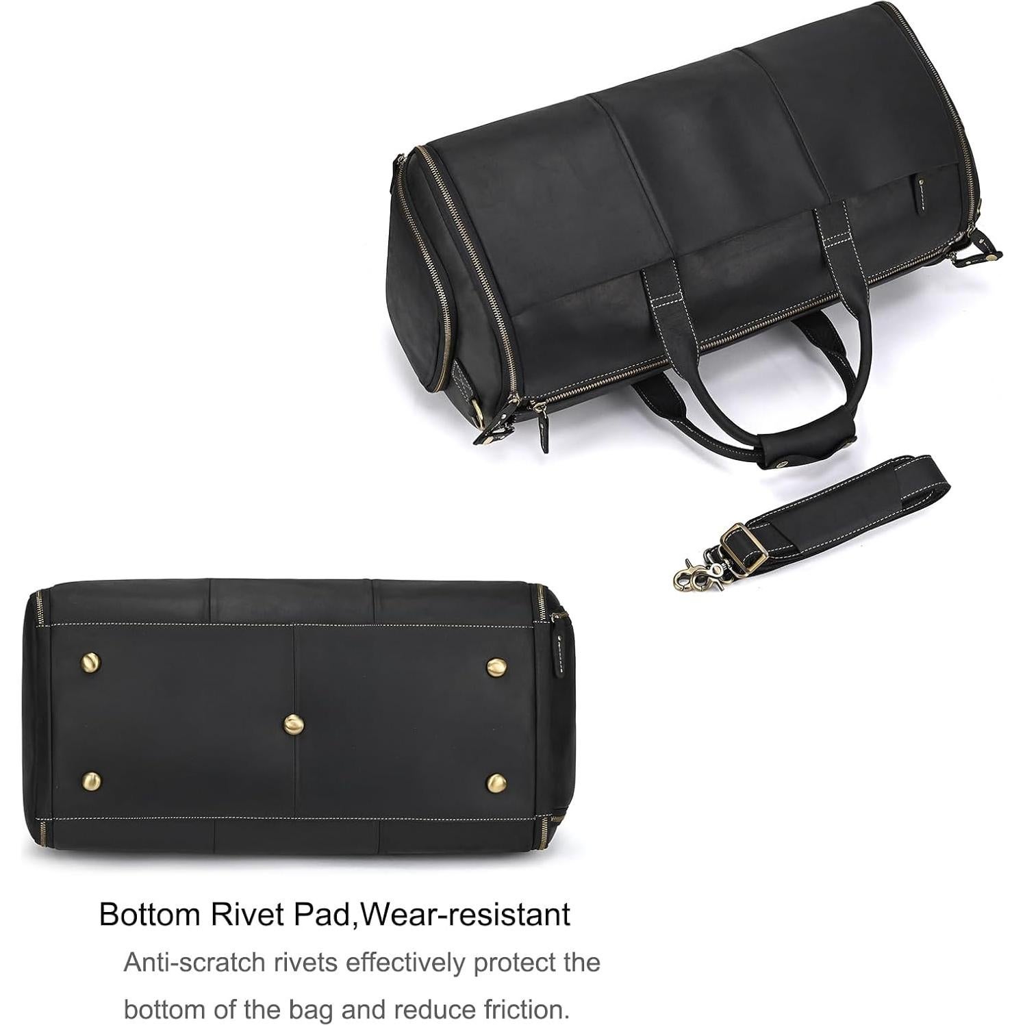 Bolsa de viaje de cuero LUUFAN 45L con compartimento para zapatos