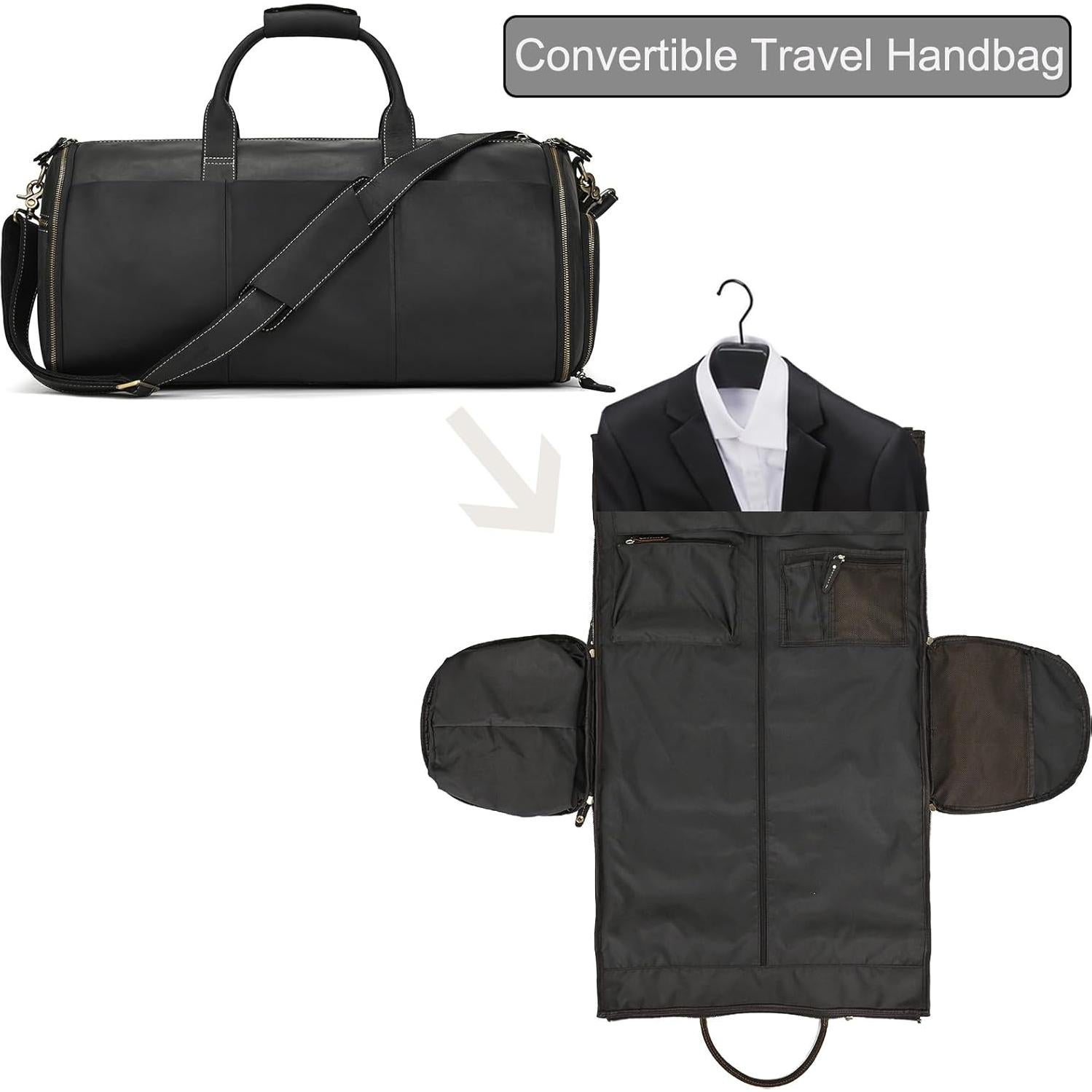 Bolsa de viaje de cuero LUUFAN 45L con compartimento para zapatos