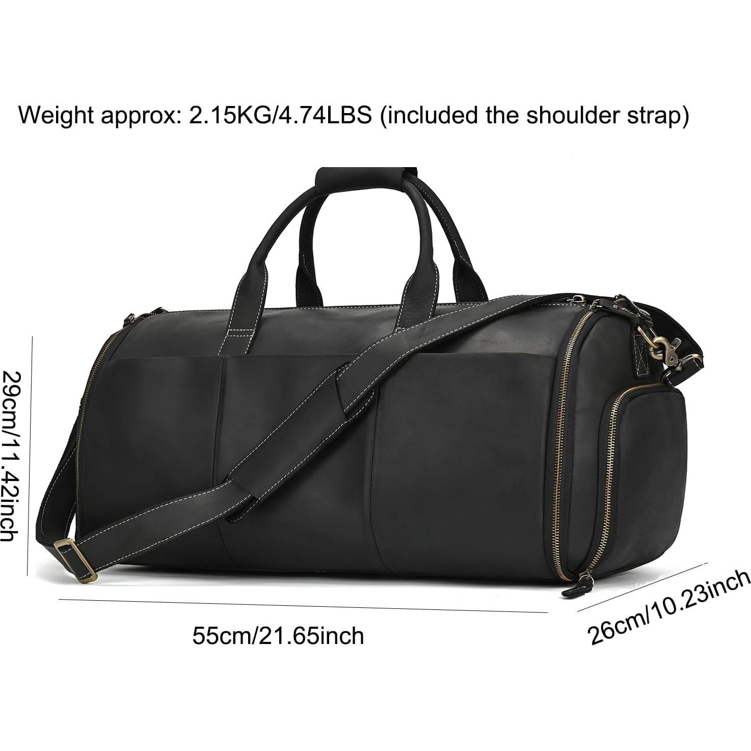 Bolsa de viaje de cuero LUUFAN 45L con compartimento para zapatos