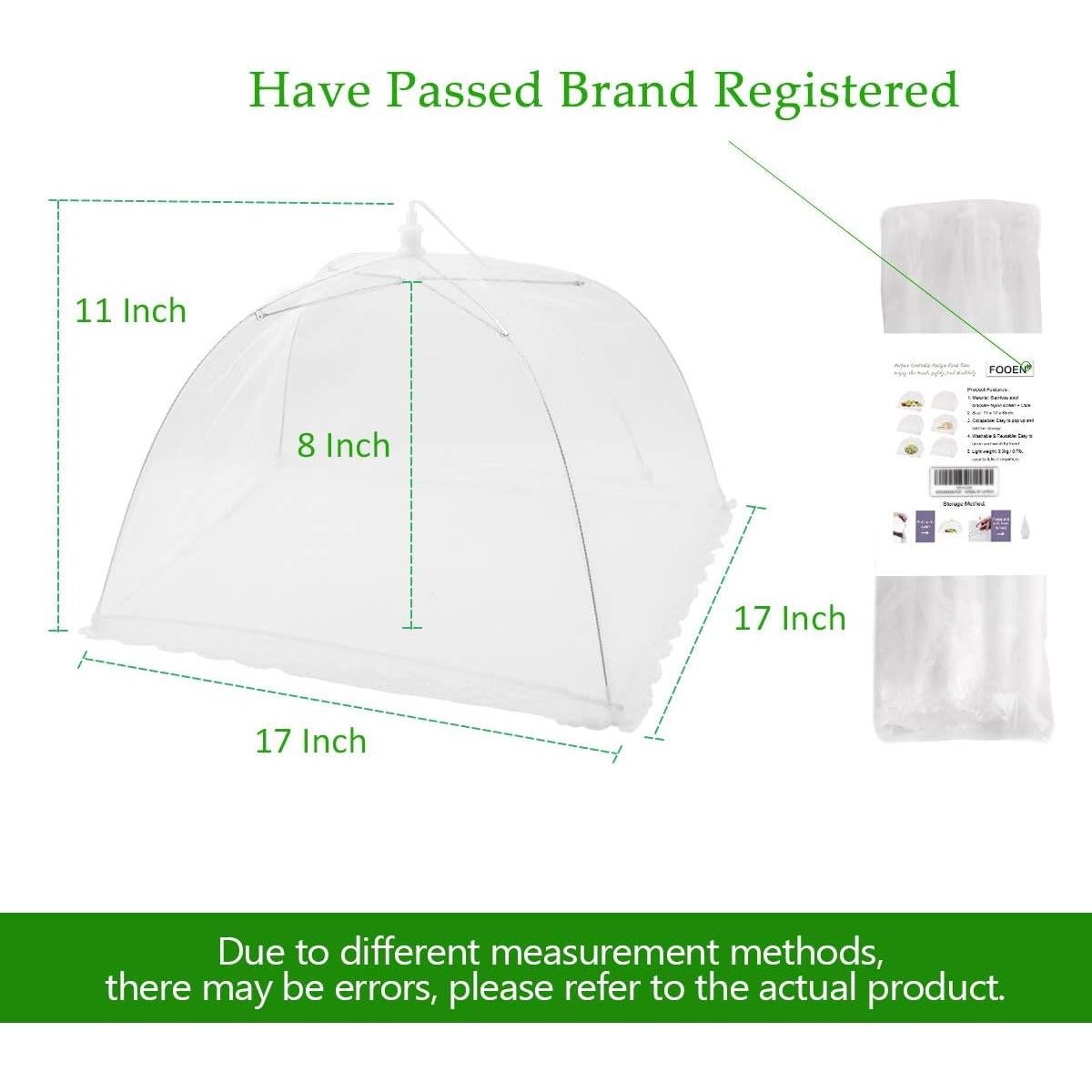 Cubiertas de Comida FOOEN 3Pack Plegables 43x43cm para Picnic