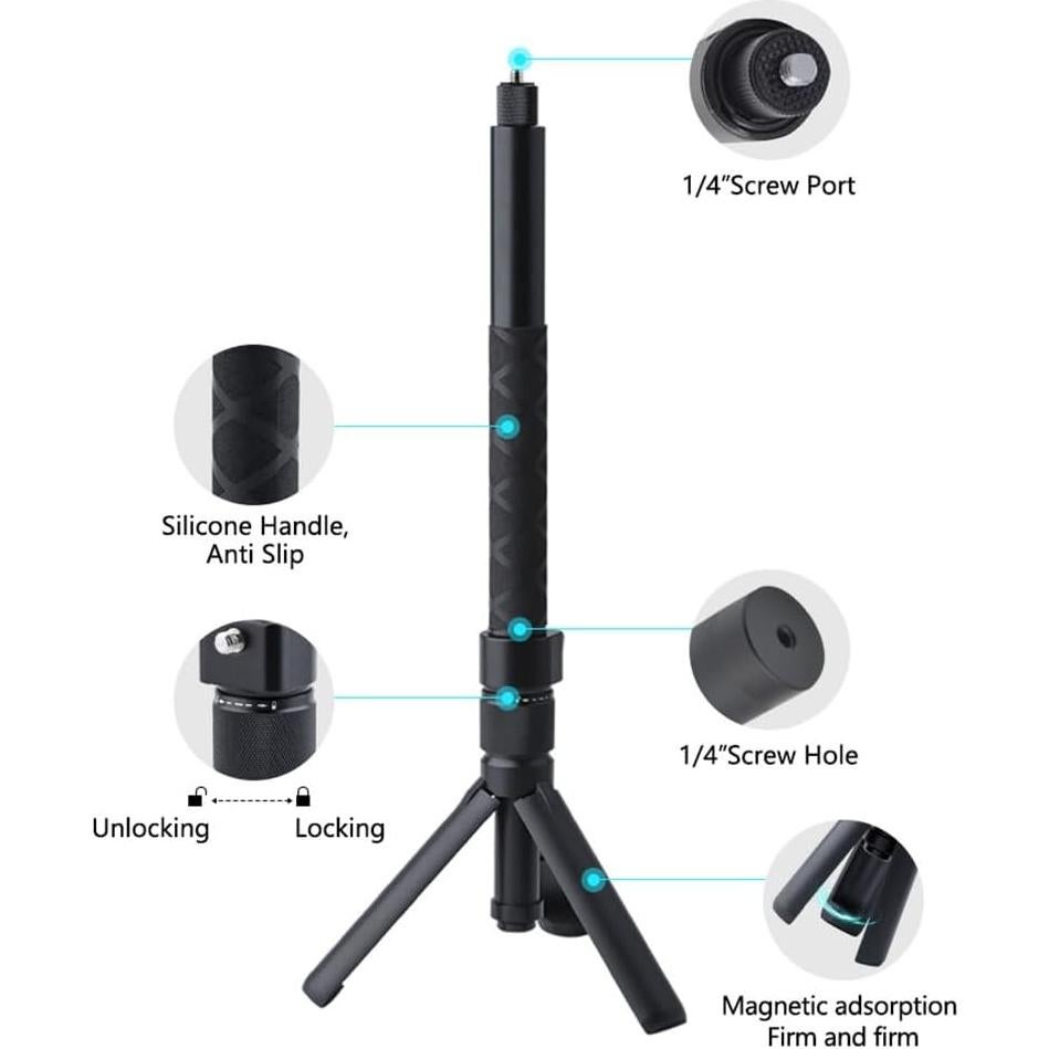 Trípode con Mango Giratorio 360° Kumi para Cámaras y Smartphones