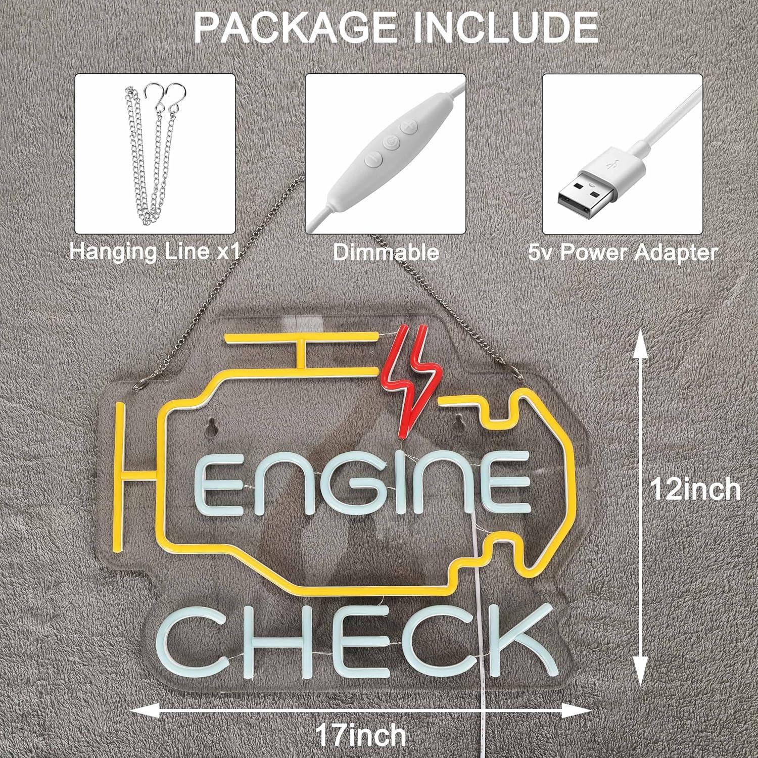 Luz de Neón Check Engine ZODZ 43x33cm USB Regulable