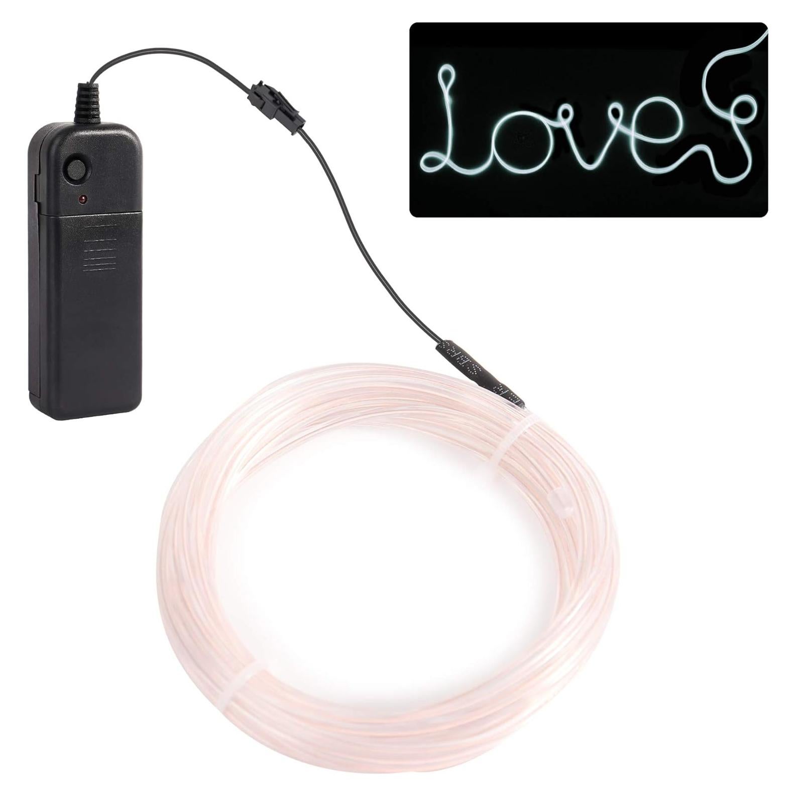 Luz de Alambre EL 5m Vicsdep - Tira de Luces Neón Blanca