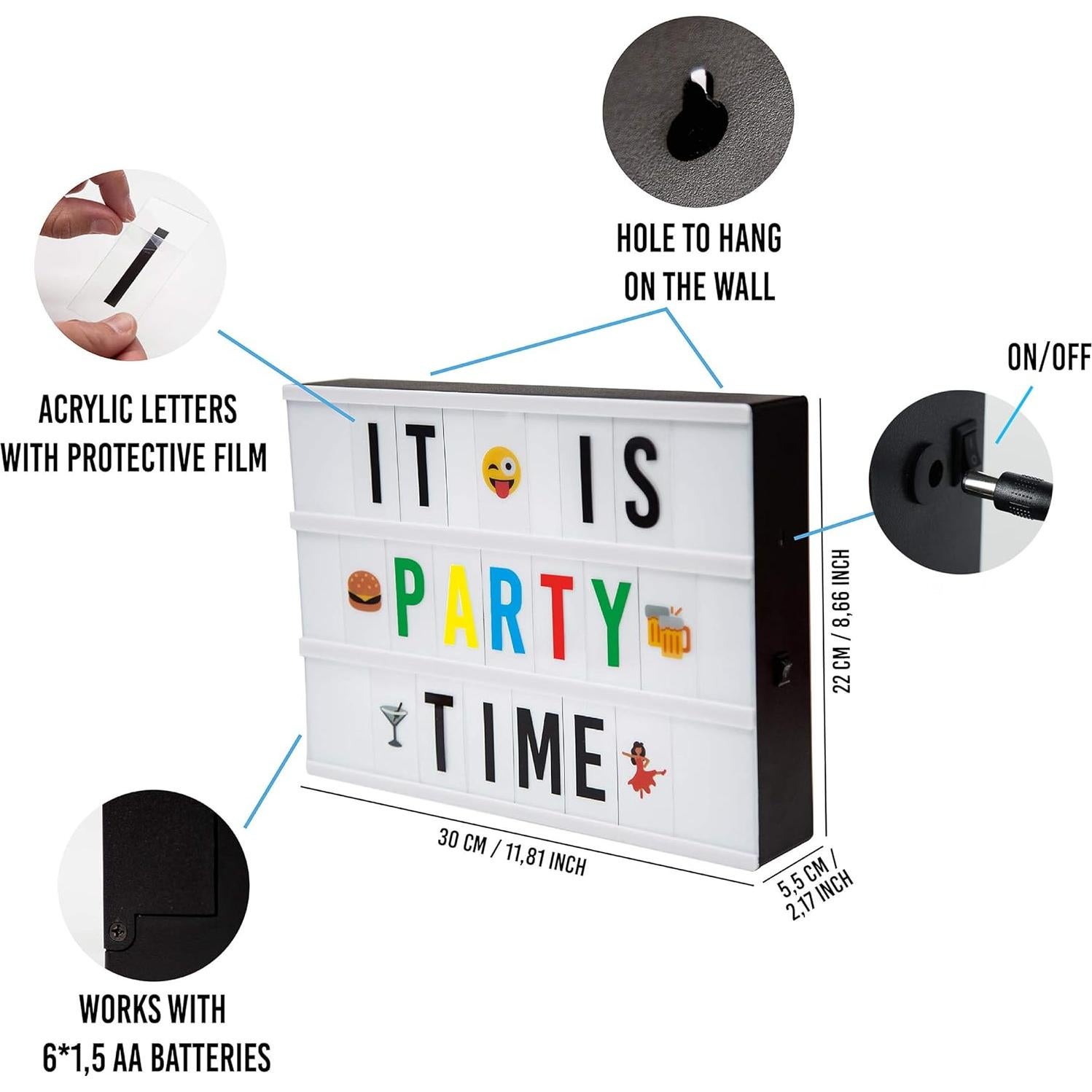 Caja de Luz Led Marquee BONNYCO 22x30 cm con 400 Letras