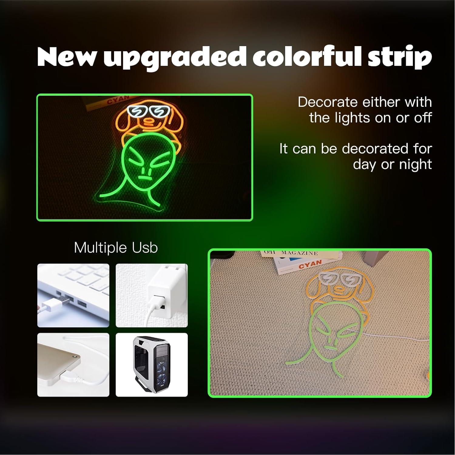 Luz de Neón LED Ineonlife Perro Alienígena 25 x 42 cm