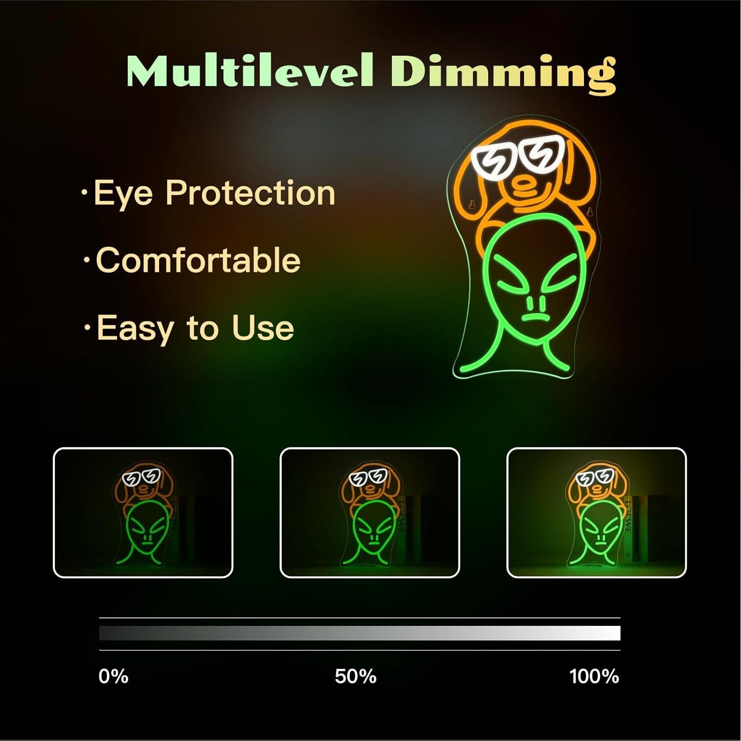 Luz de Neón LED Ineonlife Perro Alienígena 25 x 42 cm