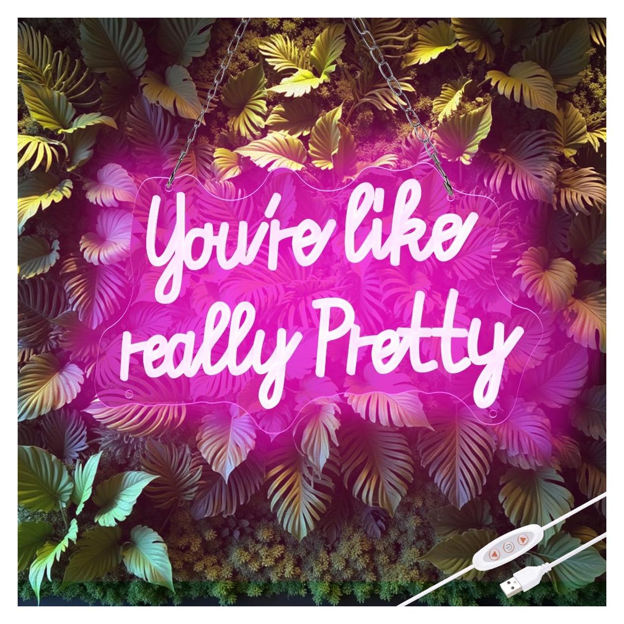 Letrero de Neón LED Rosa Reezldokn 38x23 cm Dimmable USB