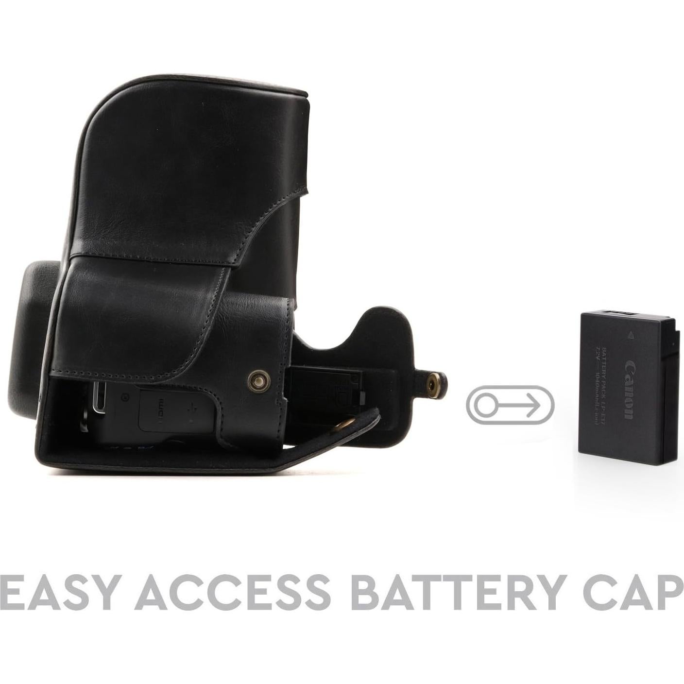 Funda de Cuero MegaGear para Canon EOS Rebel SL3, SL2, Kiss X9