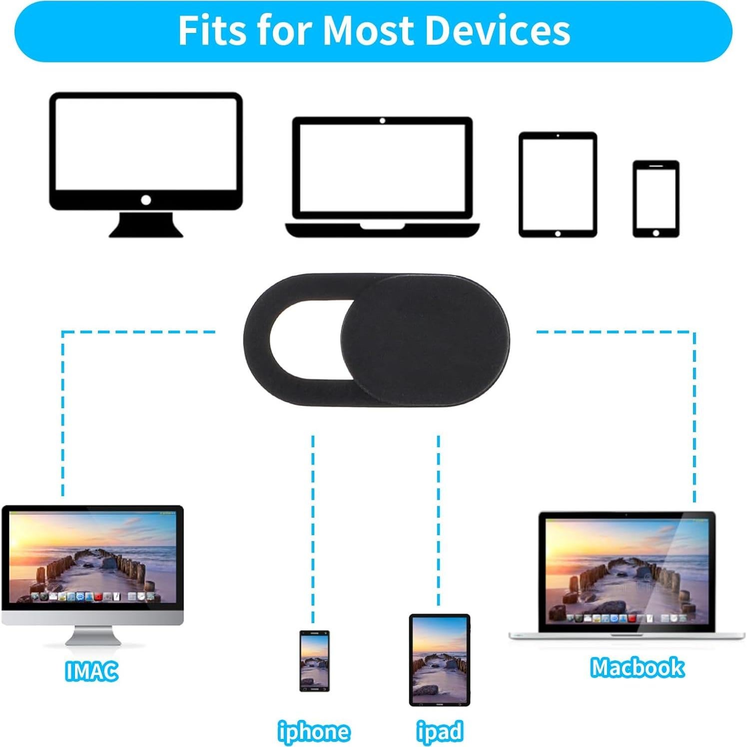 Cubierta de Cámara Web Deslizante Amabro 4PCS Negro