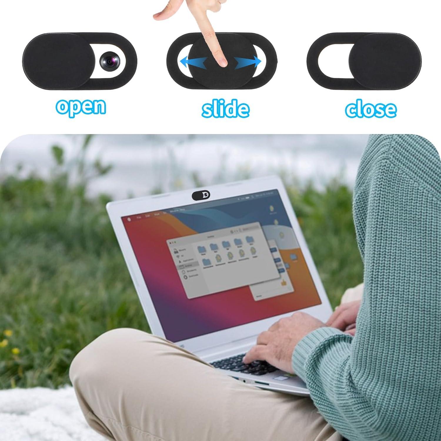 Cubierta de Cámara Web Deslizante Amabro 4PCS Negro