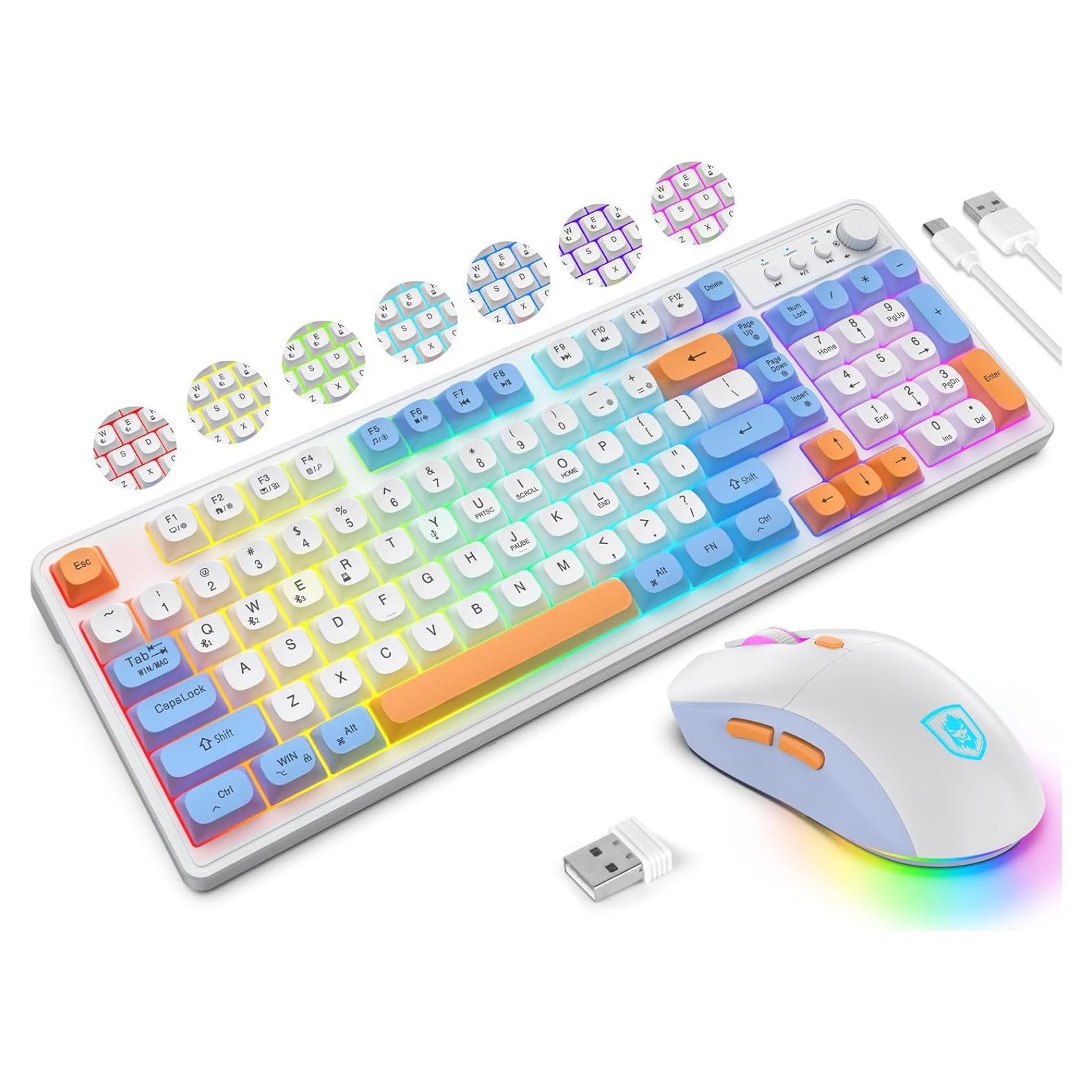 Combo Teclado y Ratón Inalámbrico KOLMAX BT98 RGB Ergonómico
