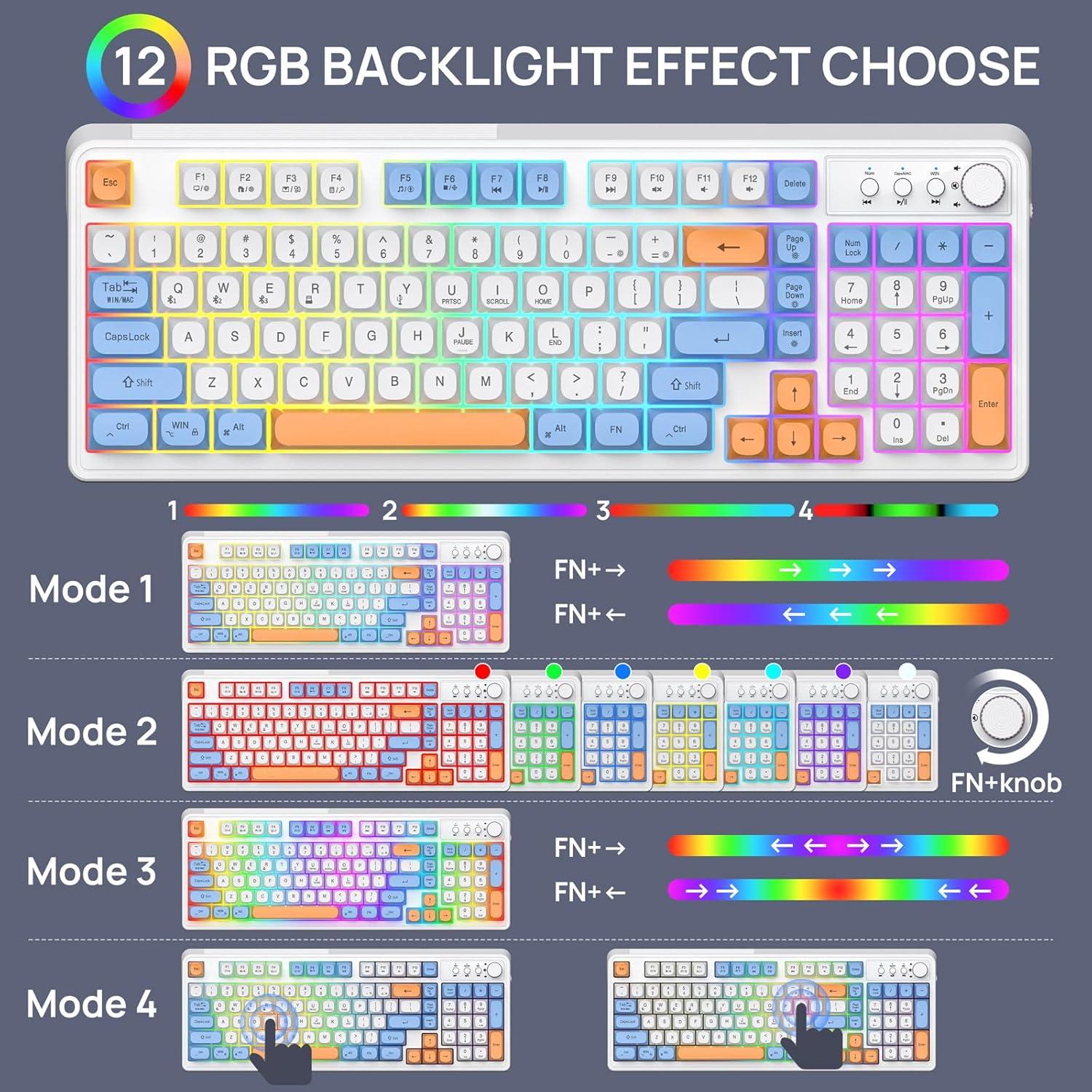 Combo Teclado y Ratón Inalámbrico KOLMAX BT98 RGB Ergonómico