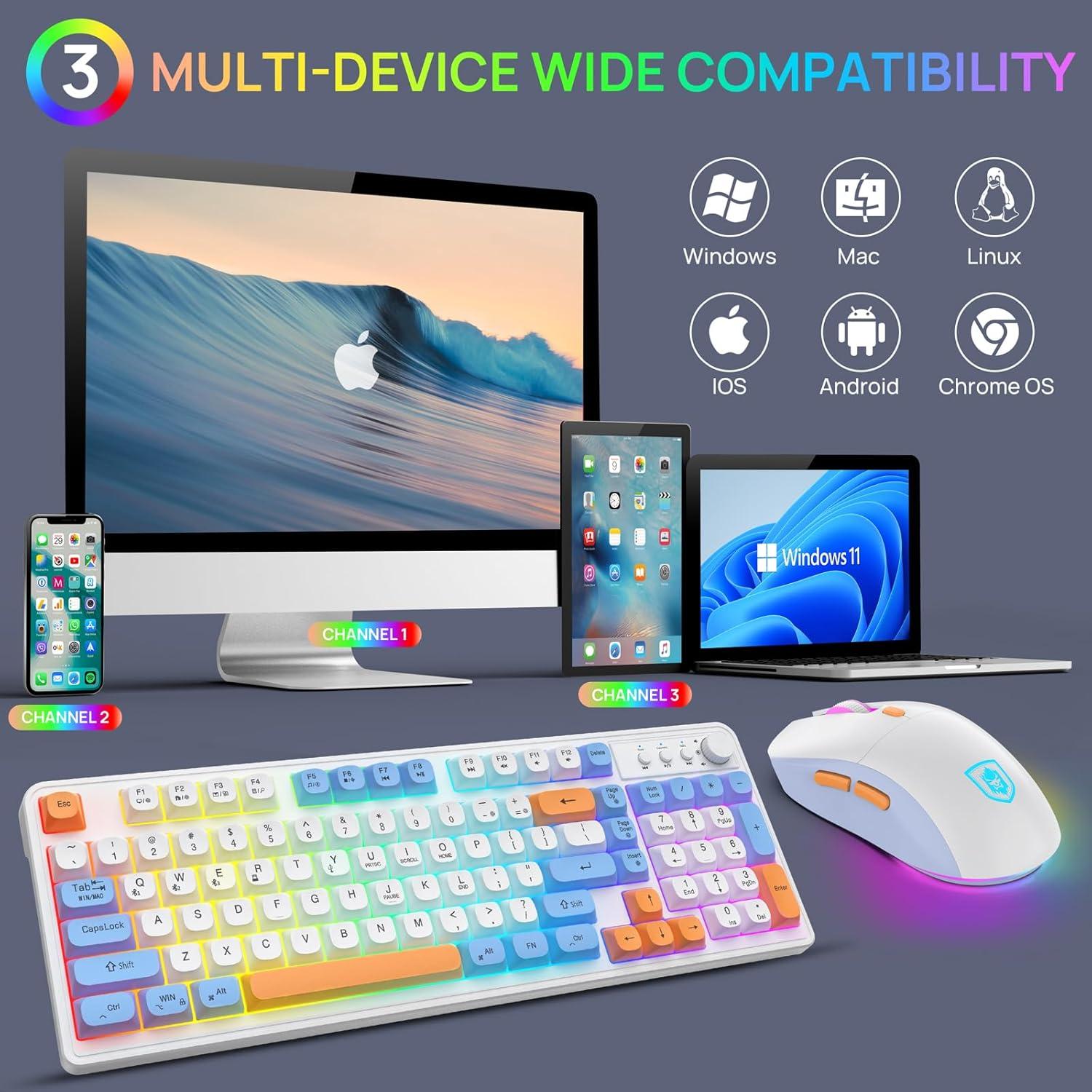 Combo Teclado y Ratón Inalámbrico KOLMAX BT98 RGB Ergonómico