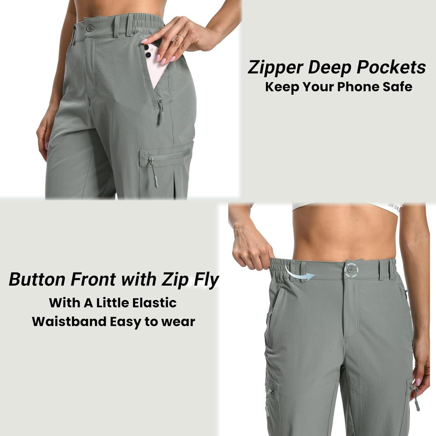 Pantalones de Senderismo Cargo Mujer Hooxum Secado Rápido