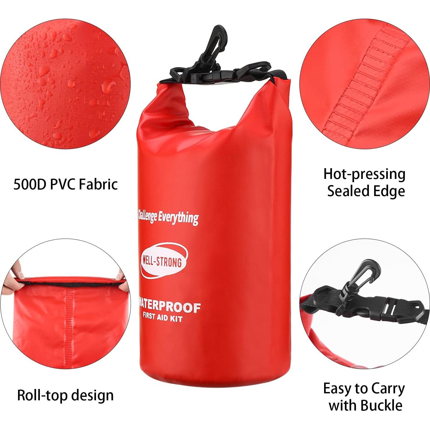 Kit de Primeros Auxilios Impermeable WELL-STRONG Rojo 116 Piezas