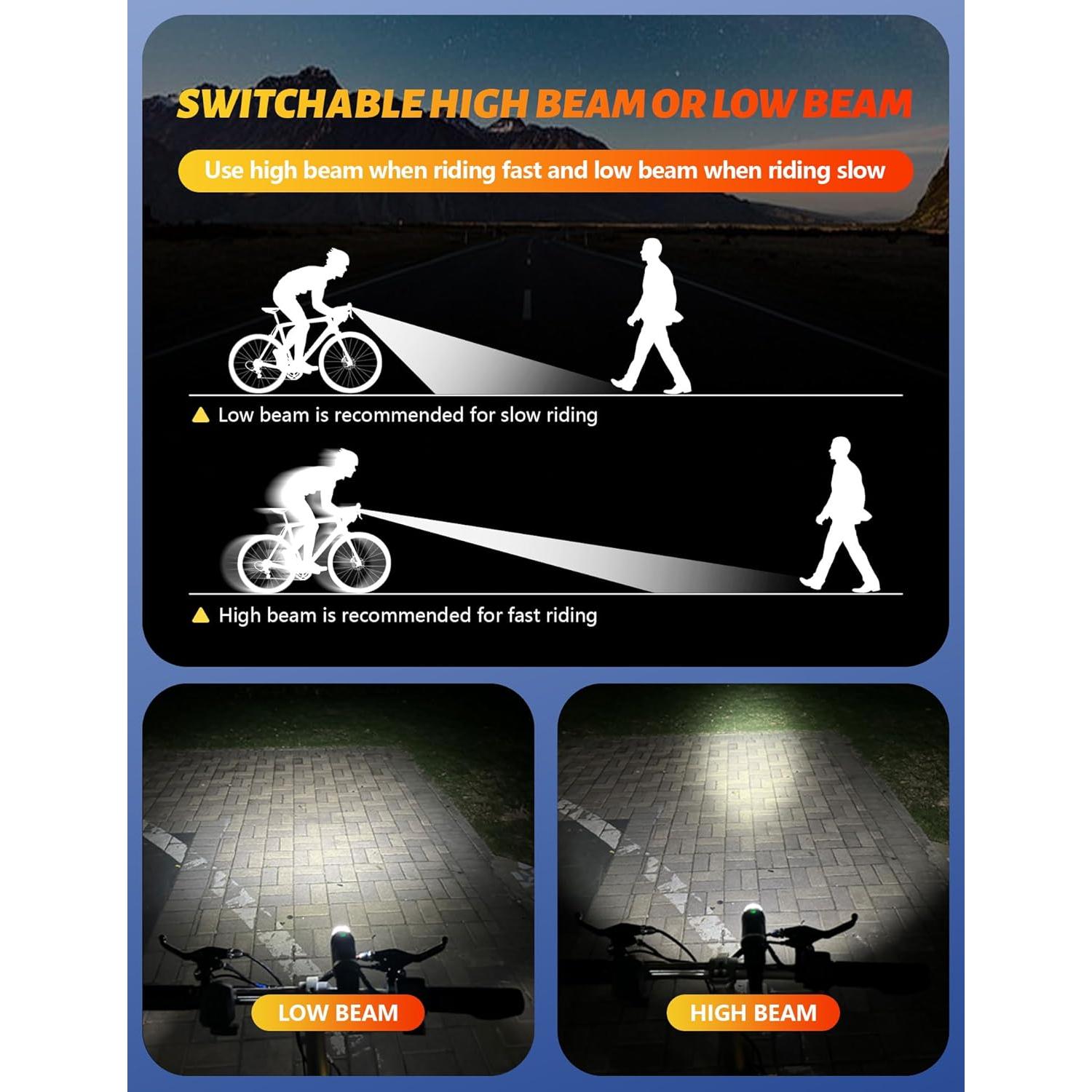 Luces de Bicicleta AOOSTAR 1000 Lúmenes Recargables USB IPX5