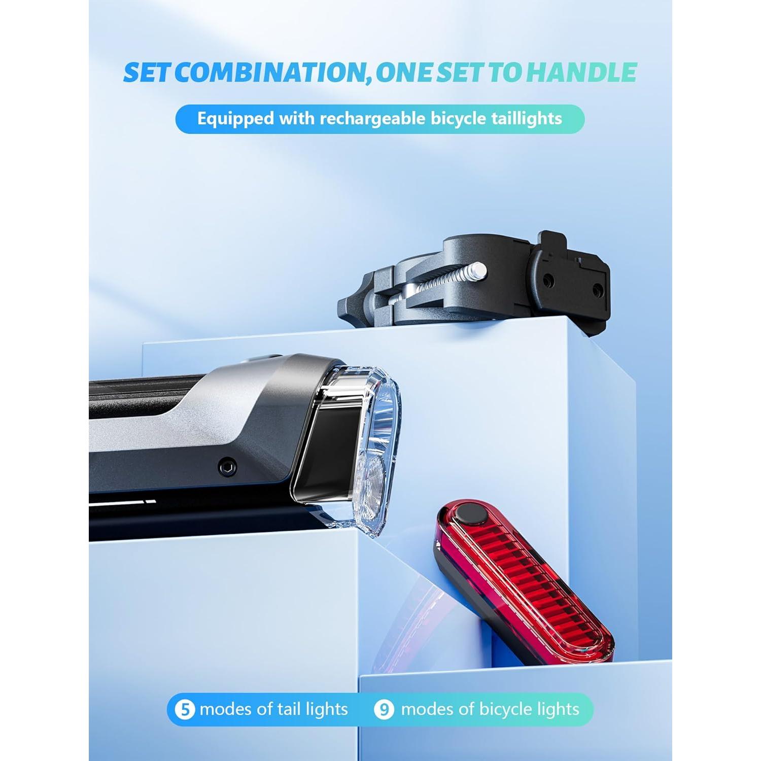 Luces de Bicicleta AOOSTAR 1000 Lúmenes Recargables USB IPX5