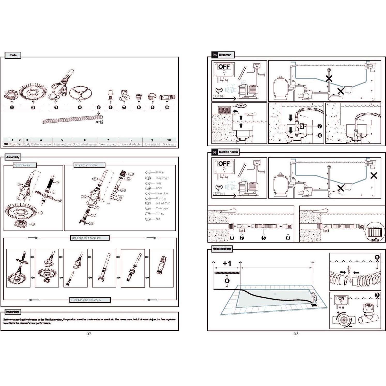 U.S. Pool Supply Professional Suction Pool Cleaner, Inground Automatic Pool Vacuum Cleaner with Hose - Swimming Sweeper Vac Cleaning Suction-Side Cleaners - Auto Creepy Sweeps Removes Debris, Leaves