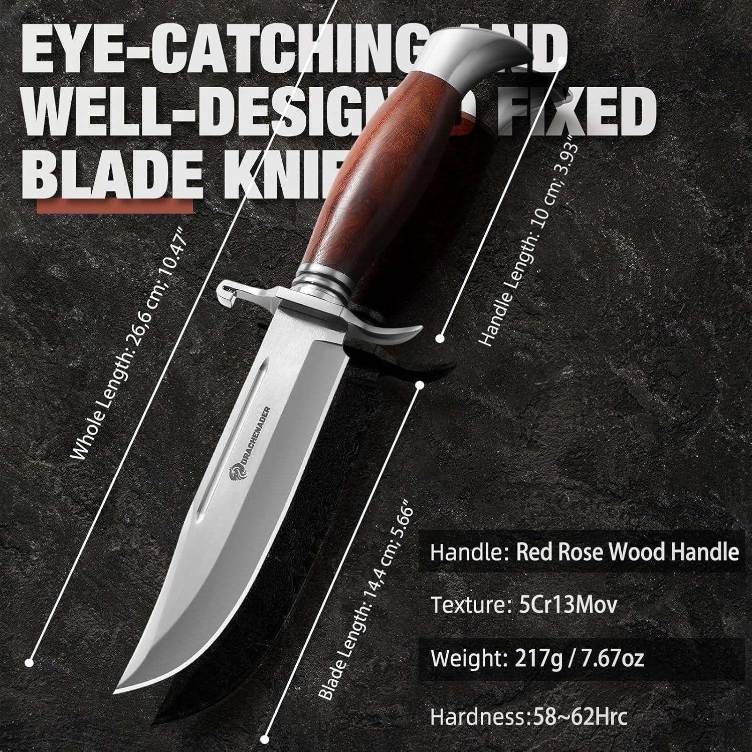 Cuchillo Bowie DRACHENADER 14.4 cm Acero 5Cr13Mov con Funda