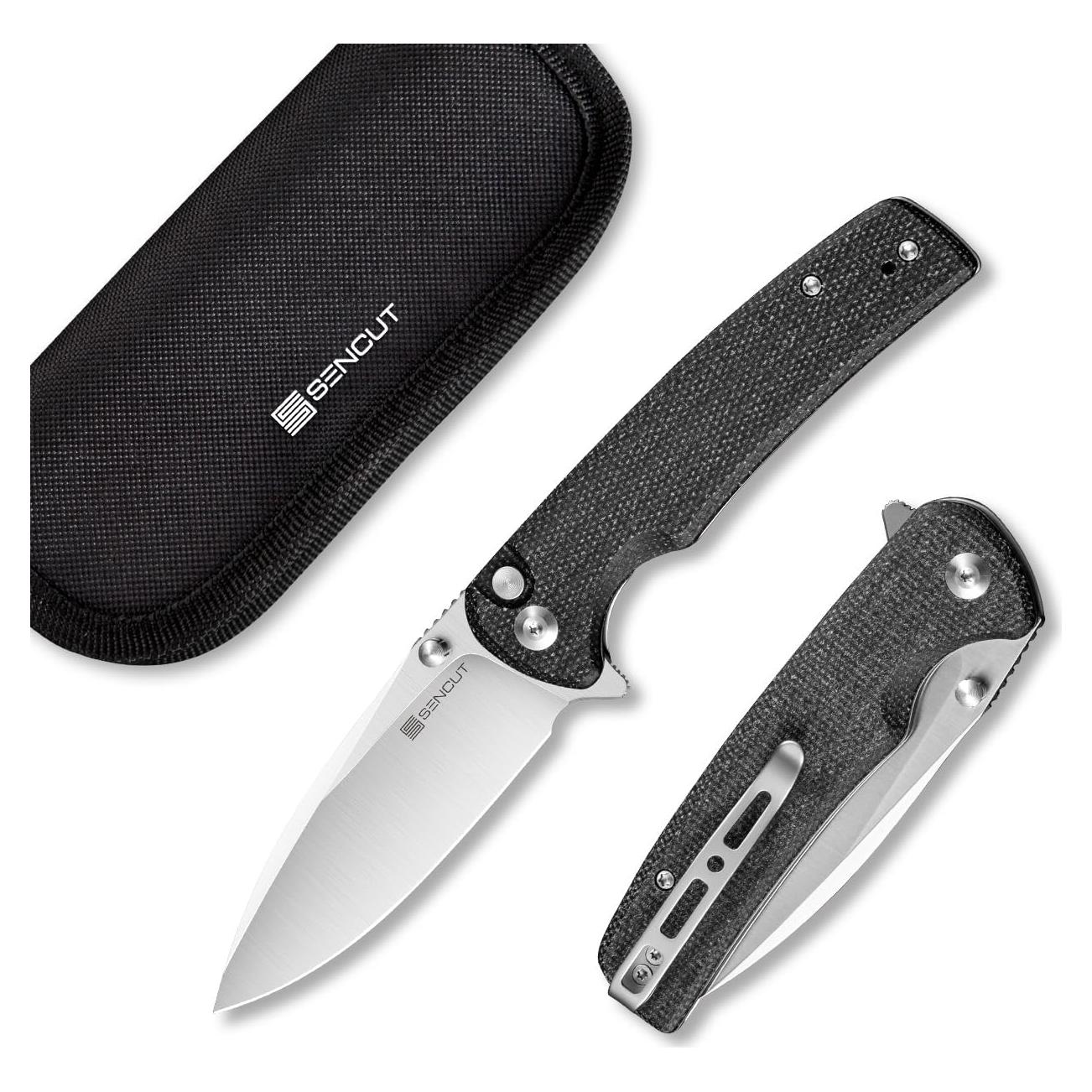 Cuchillo Plegable SENCUT Sachse 9Cr18MoV Mango Micarta Negra