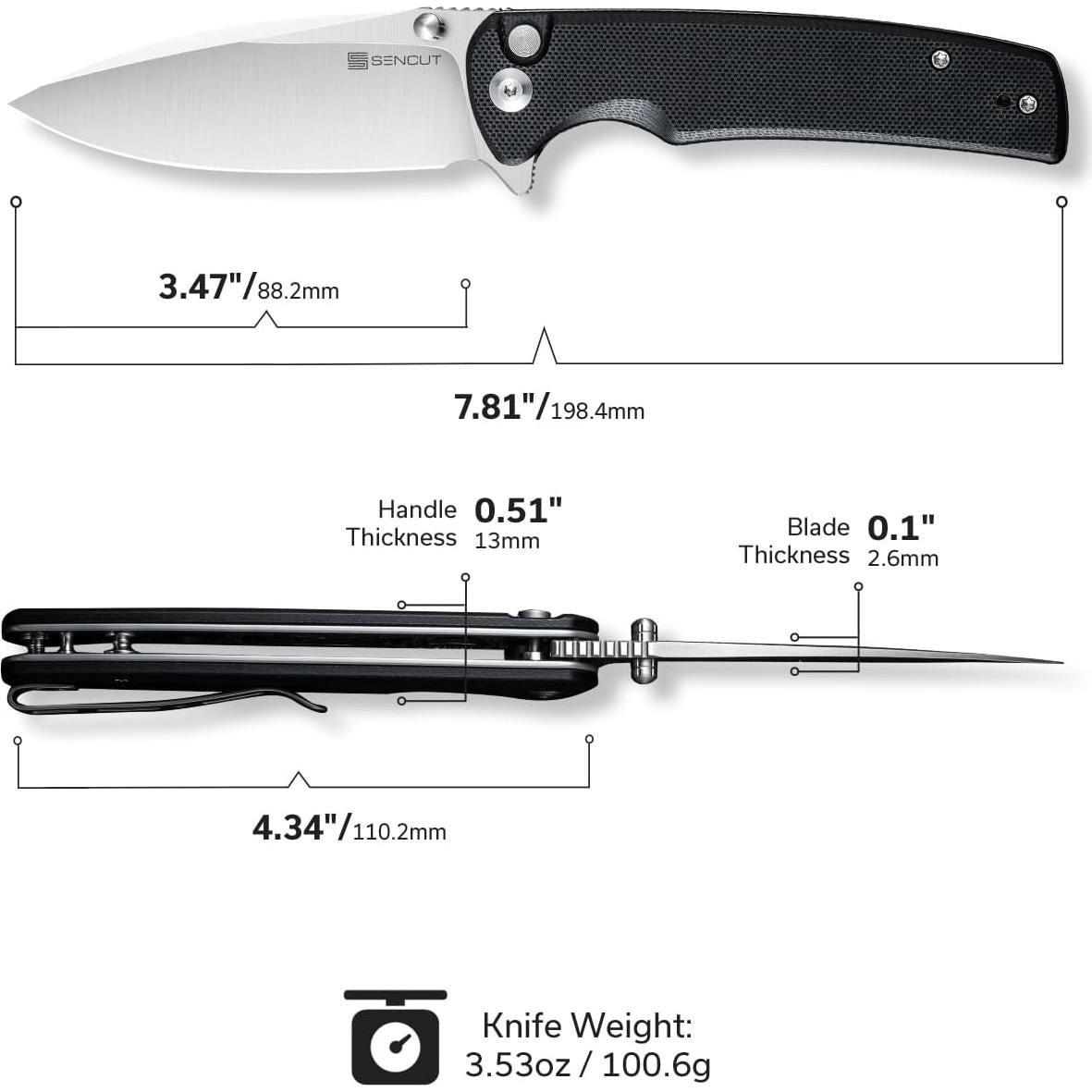 Cuchillo Plegable SENCUT Sachse 9Cr18MoV Mango Micarta Negra