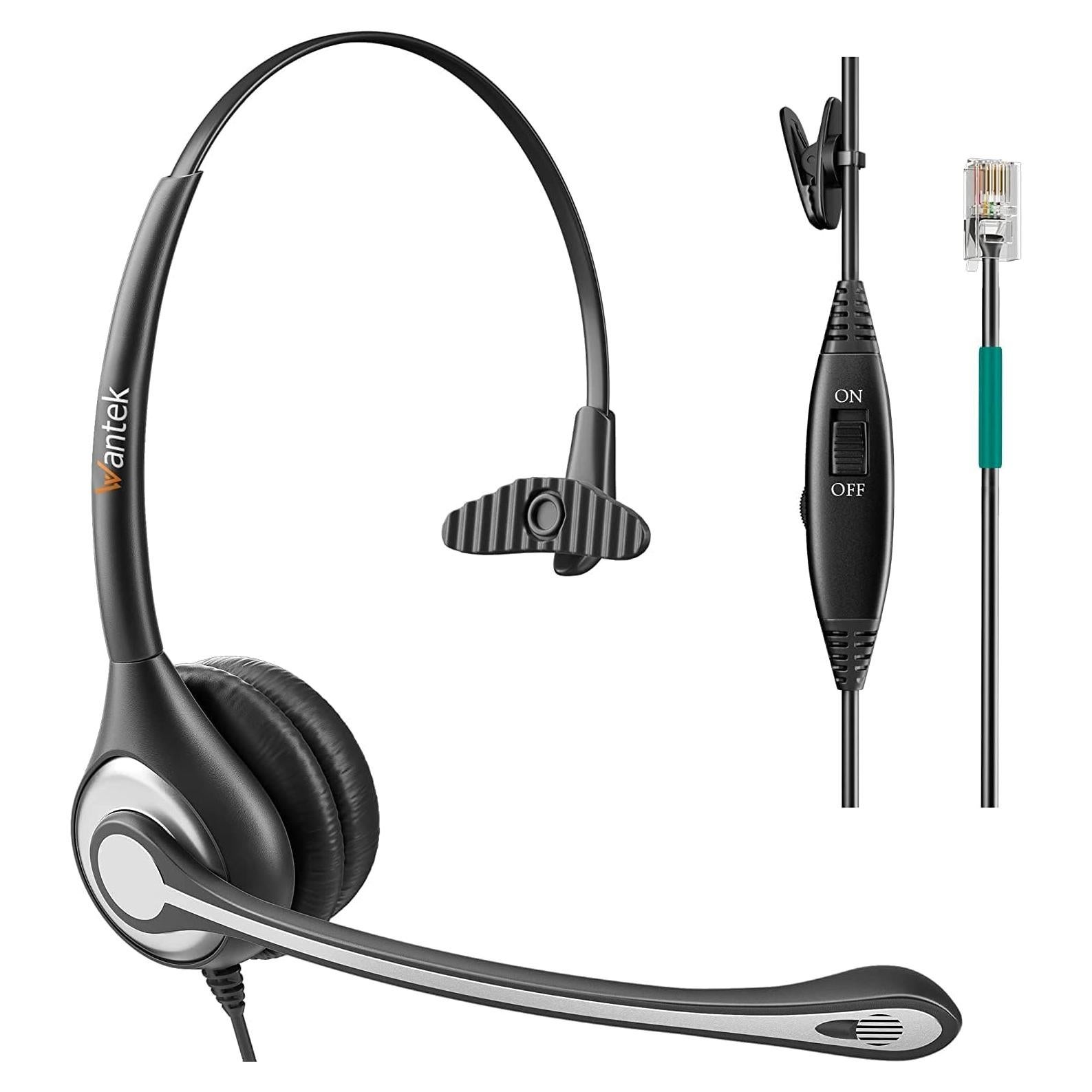 Auricular de Teléfono Wantek RJ9 con Micrófono y Cancelación de Ruido