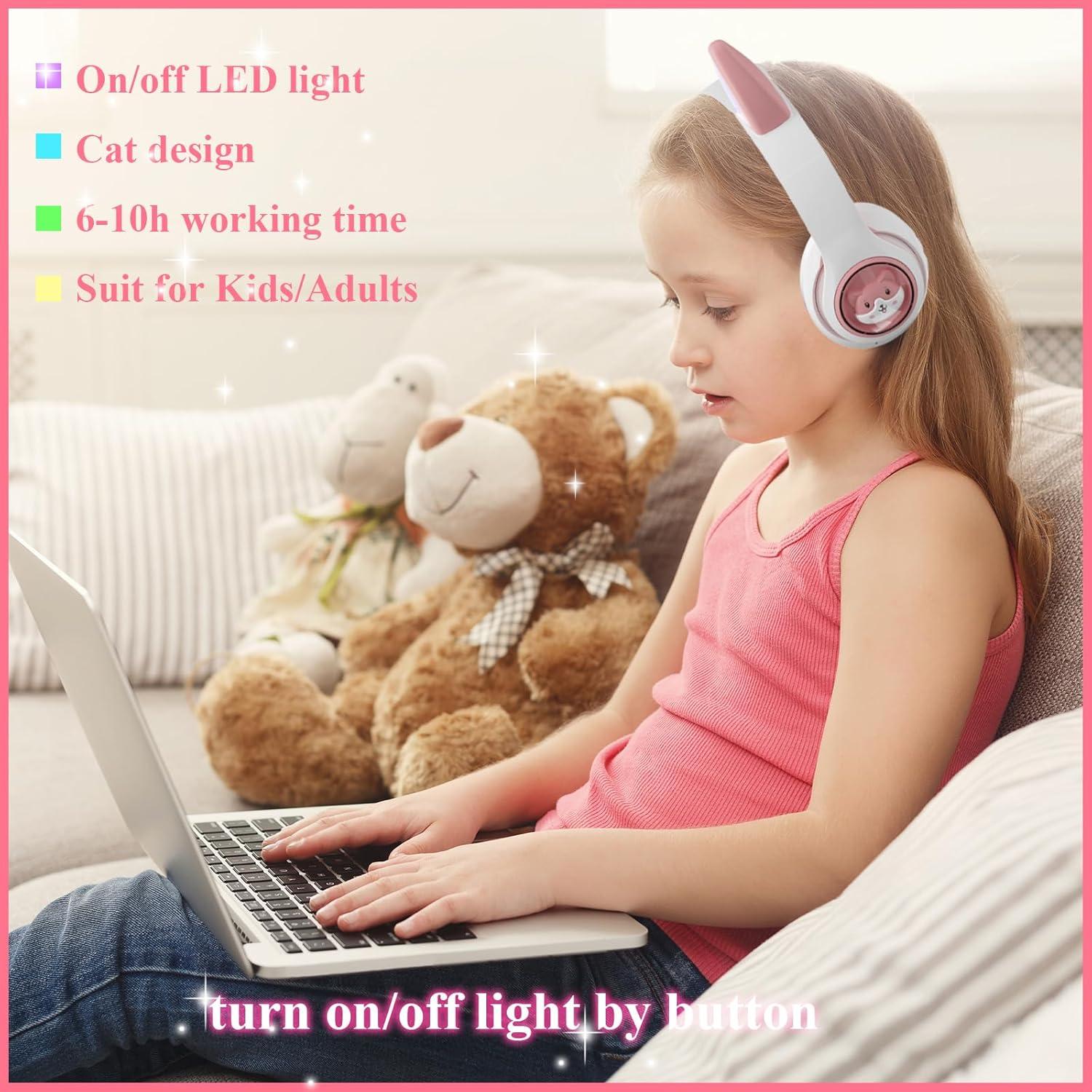 Auriculares Inalámbricos SUMERBEE YD-01 Rosa con Luz LED