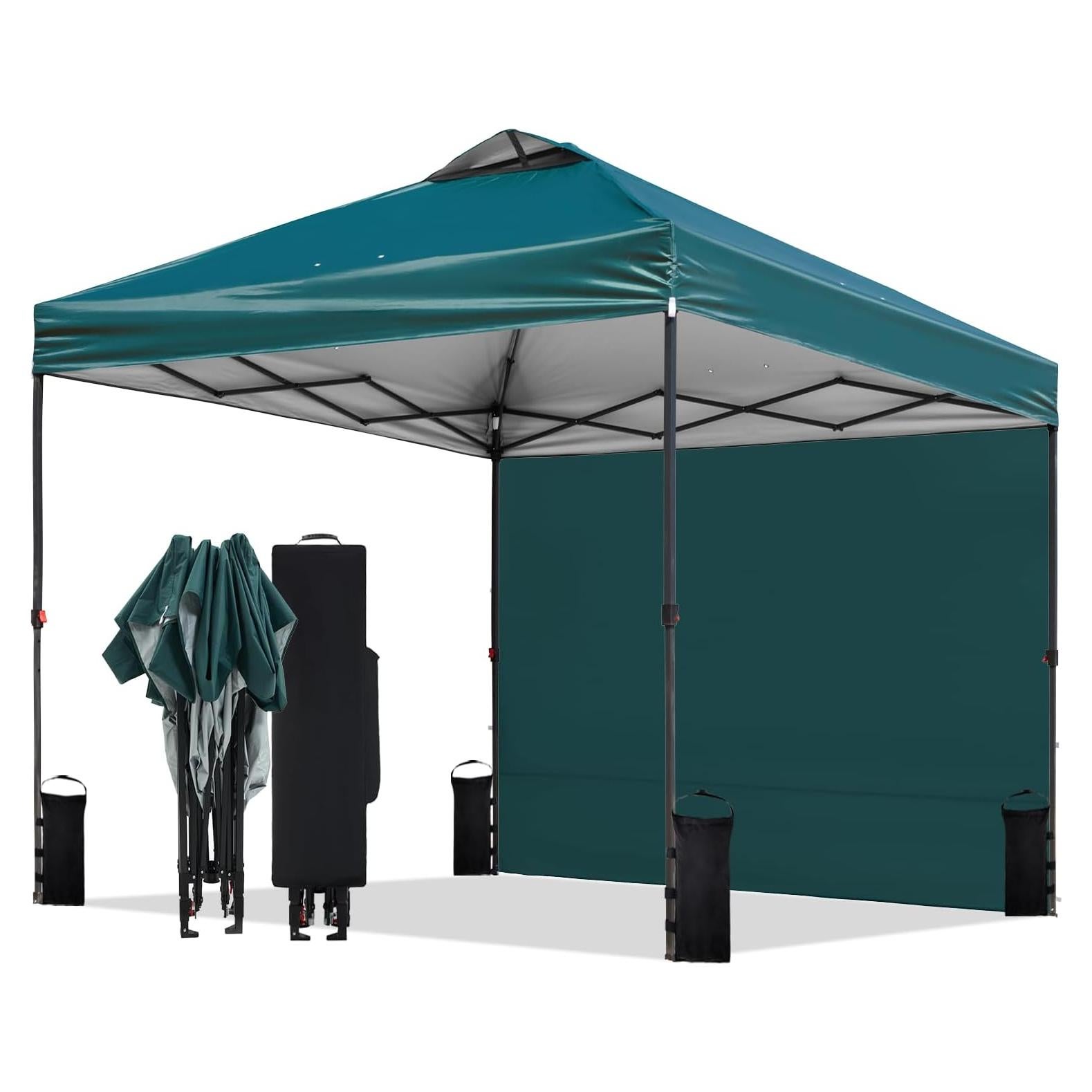 Carpa Plegable 3x3m Tunbne con Pared Lateral y Bolsa Verde