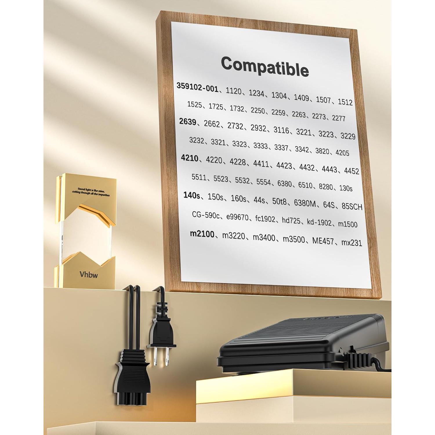 Pedal de Máquina de Coser VHBW Compatible con Singer 359102-001