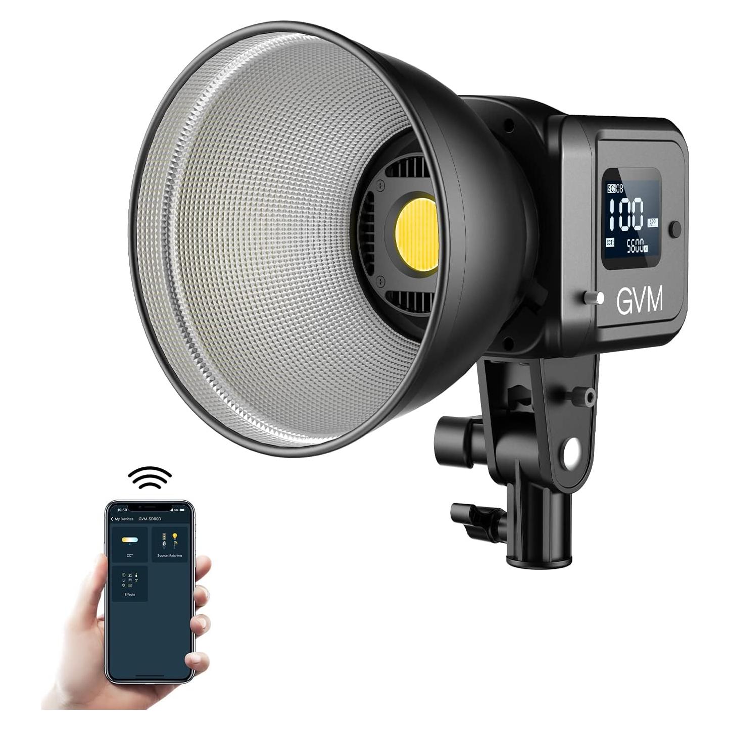 Luz de Video Bi-Color GVM 80W con Montura Bowens 2700-7500K