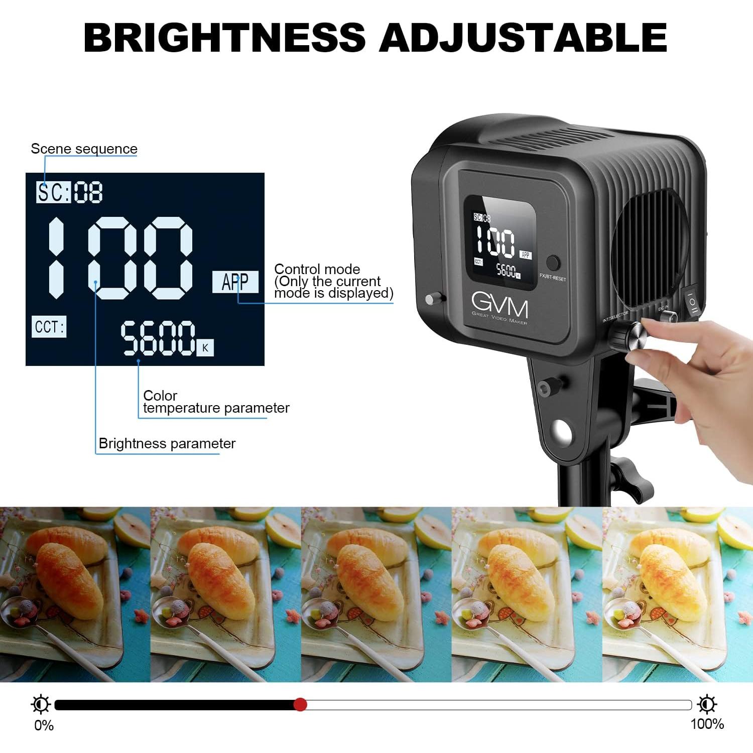 Luz de Video Bi-Color GVM 80W con Montura Bowens 2700-7500K