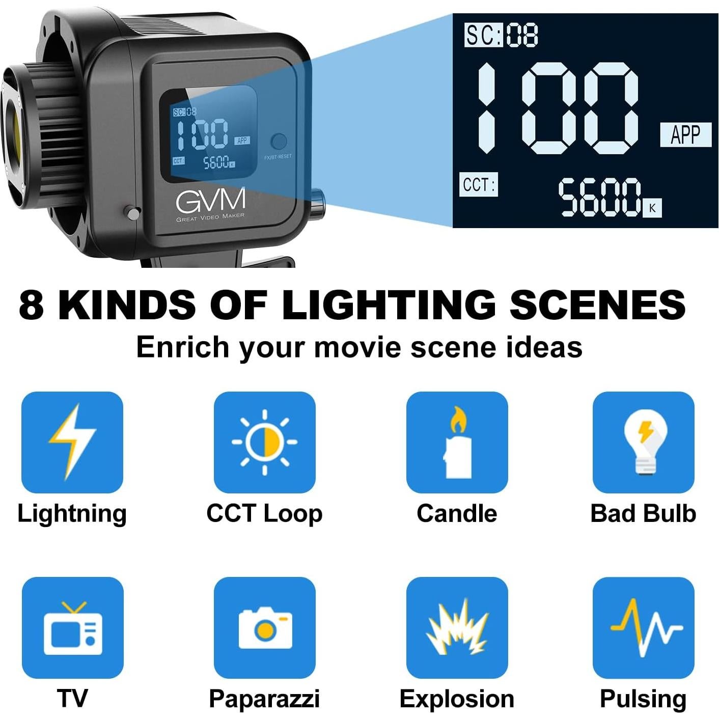 Luz de Video Bi-Color GVM 80W con Montura Bowens 2700-7500K