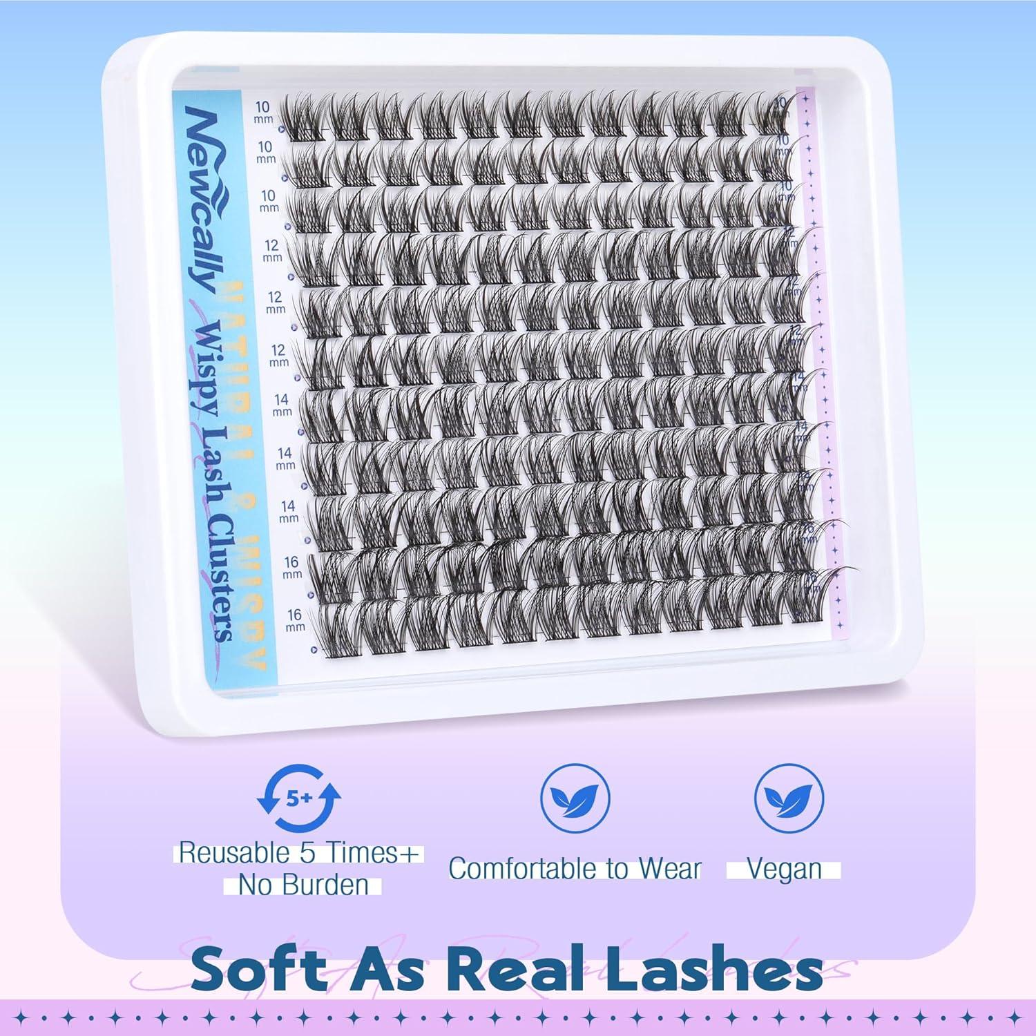 Kit de Extensión de Pestañas Wispy Newcally 10-16mm Natural