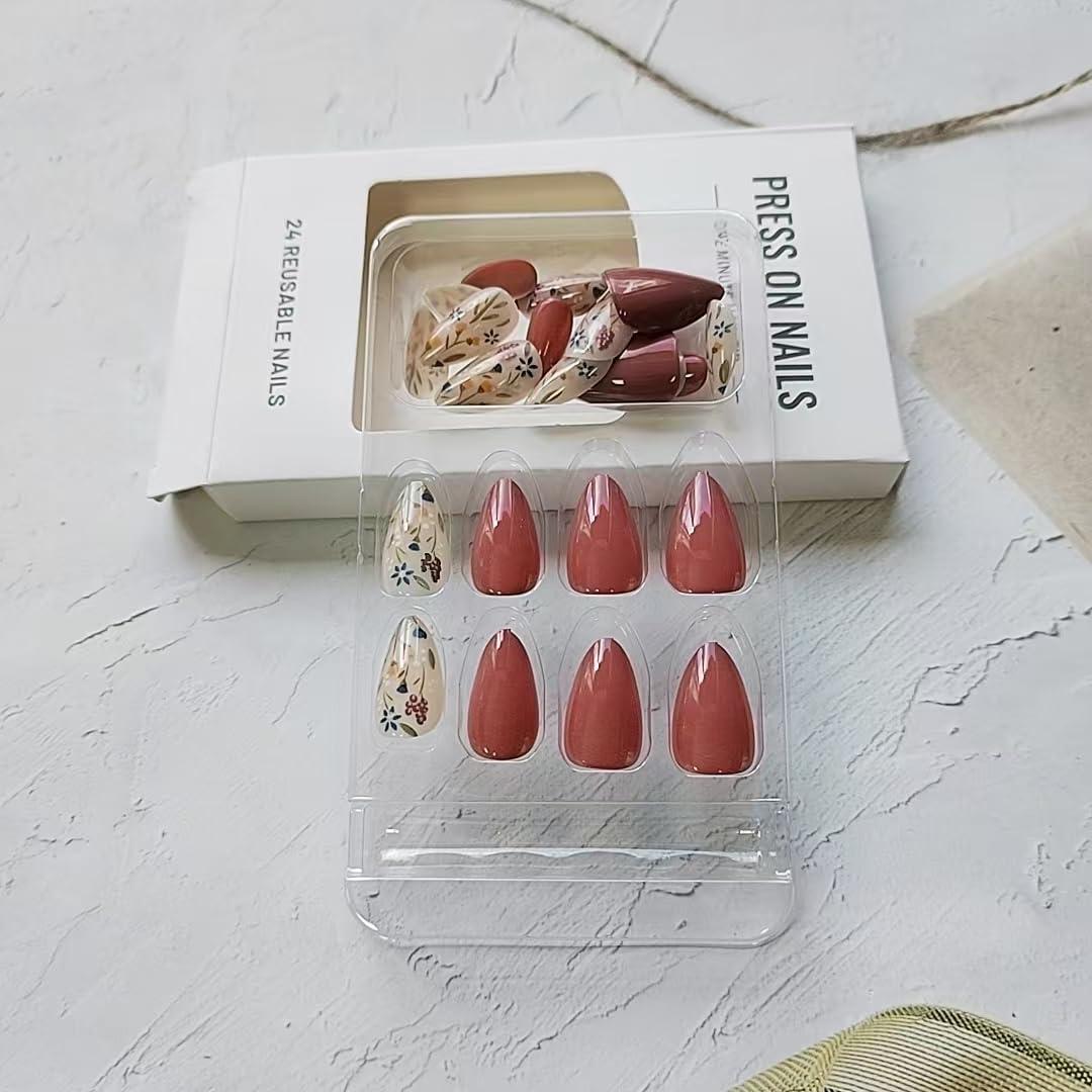 30 Uñas Postizas Cortas Francesas LINMEIZAI con Pegamento