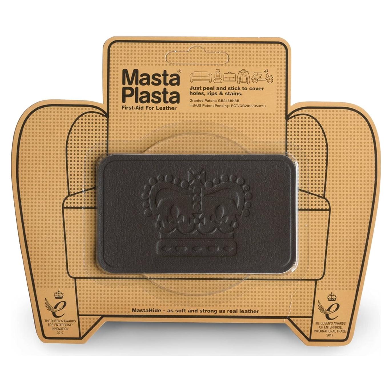 Parche de Reparación de Cuero MastaPlasta Corona Marrón Oscuro 10x6cm