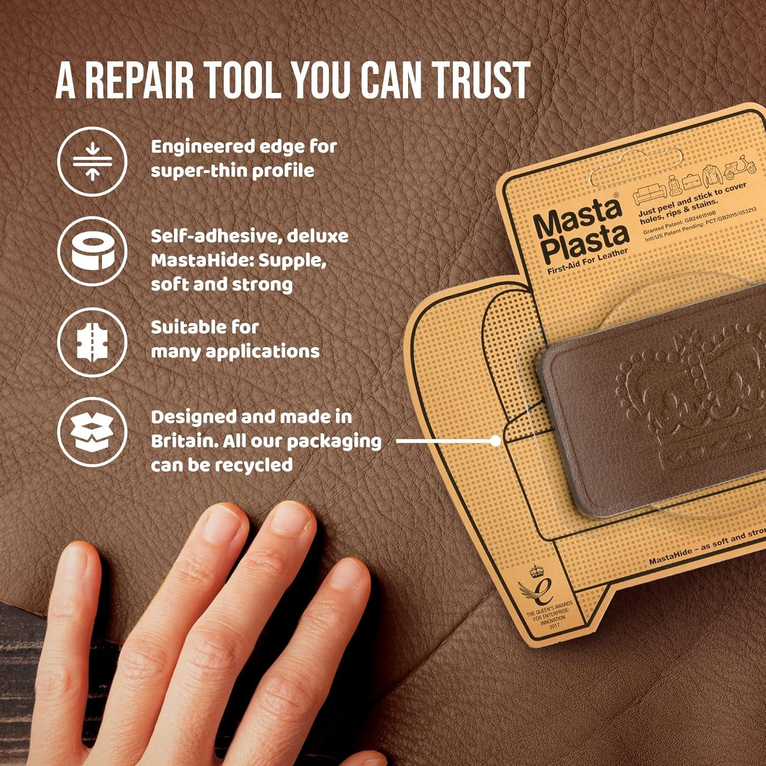 Parche de Reparación de Cuero MastaPlasta Corona Marrón Oscuro 10x6cm