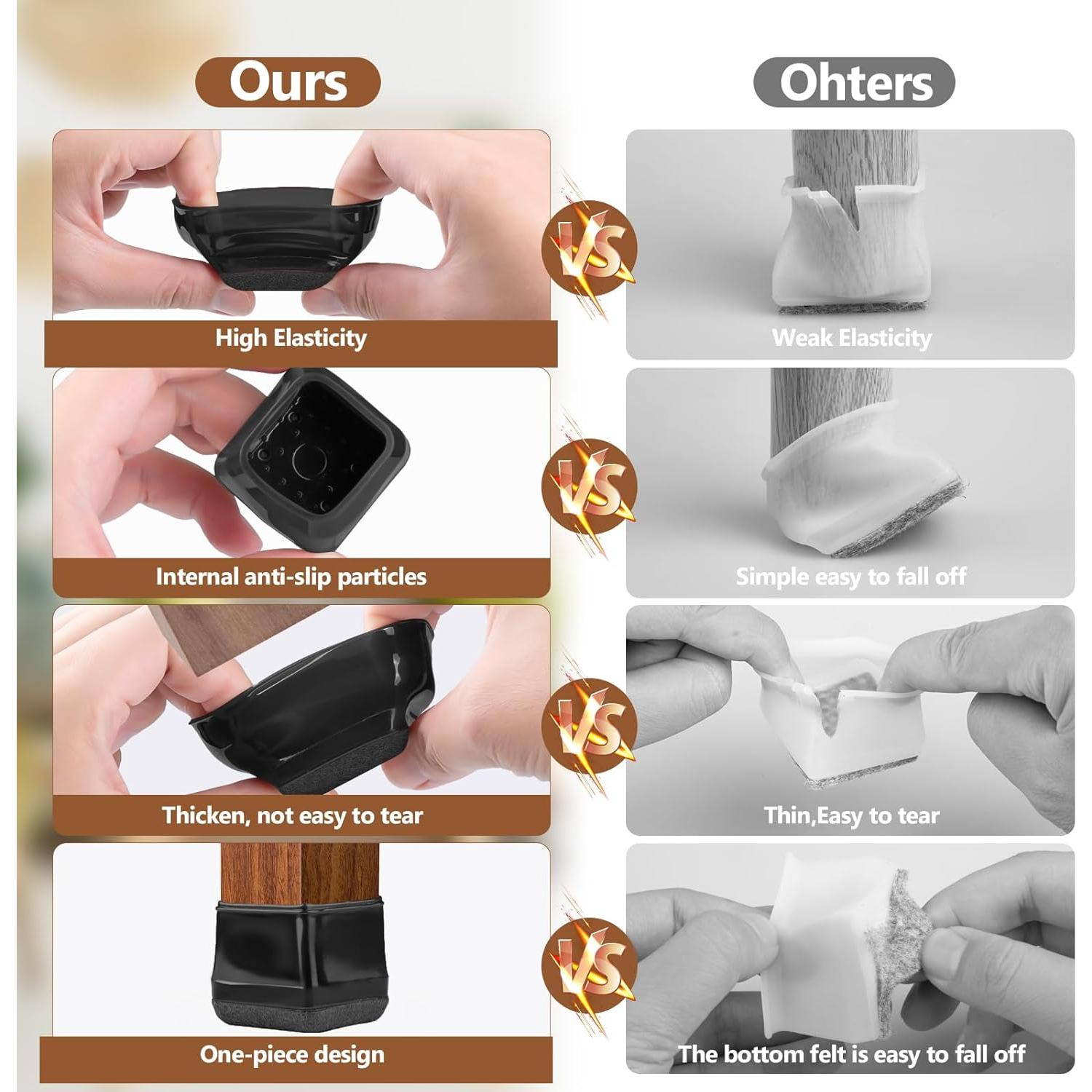 28 Protectores de Suelo BAIPOK para Patas de Sillas Cuadradas