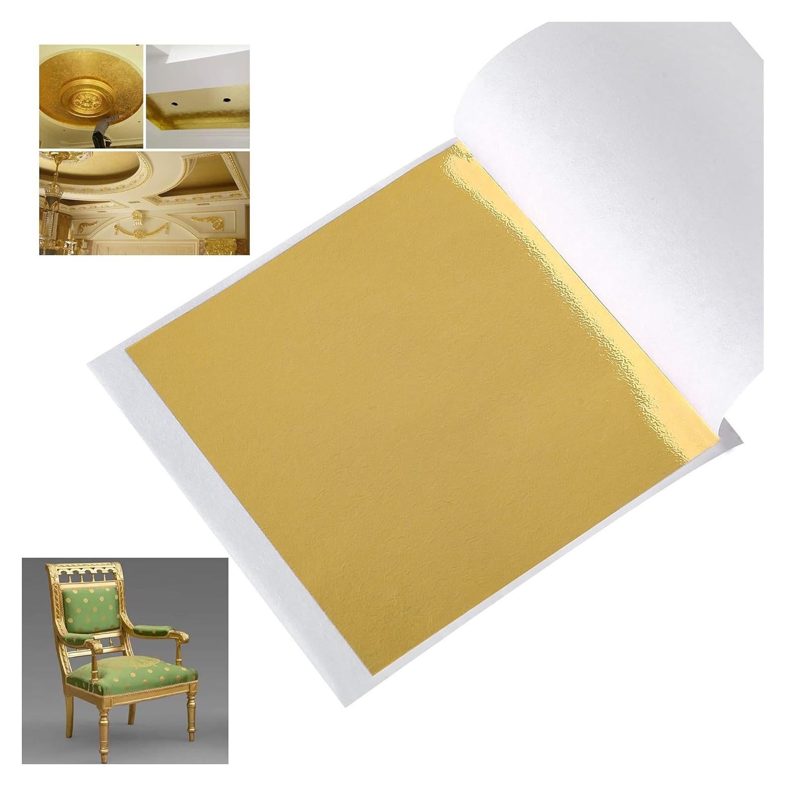 100 Hojas de Foil de Oro Imitación DECONICER 8x8.5 cm