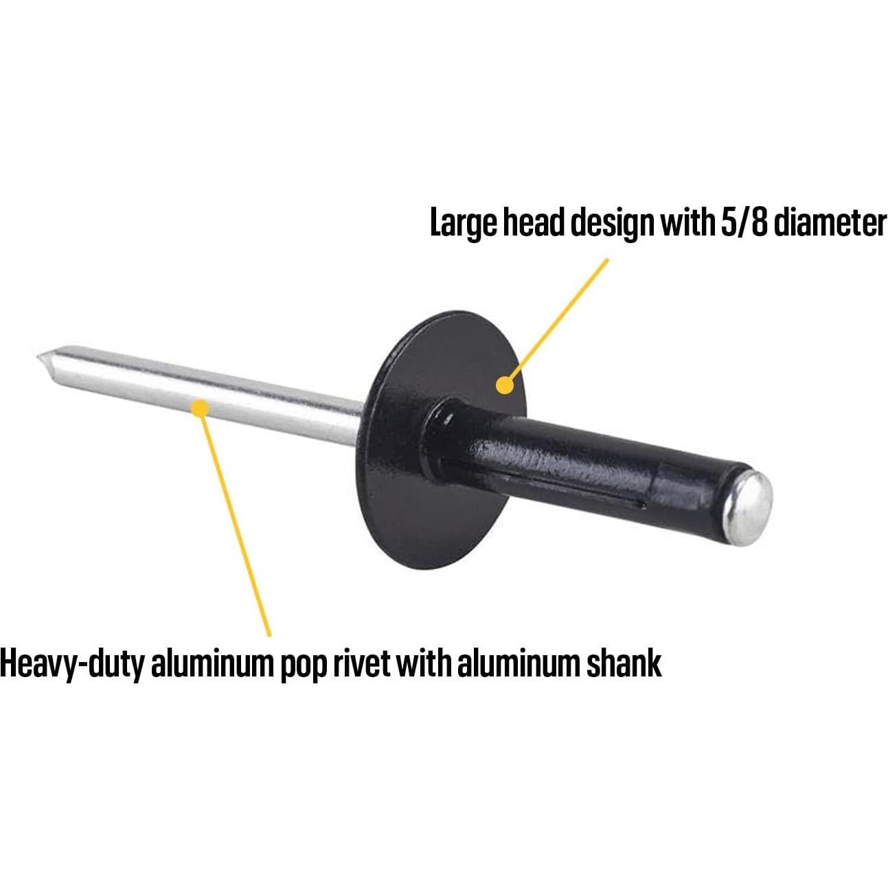 Remaches de Cabeza Explosiva Negra Speedway Motors 250 Pzas