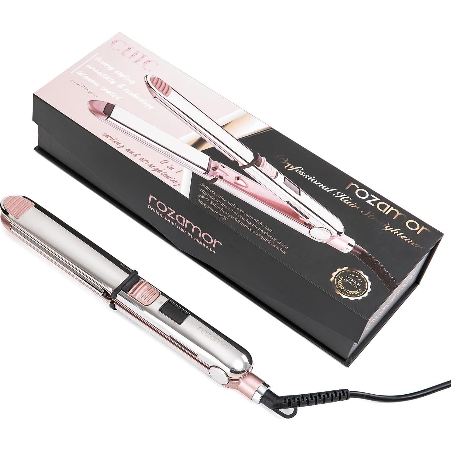 Plancha de Pelo Iónica Rozamor 2 en 1 Profesional Rosa