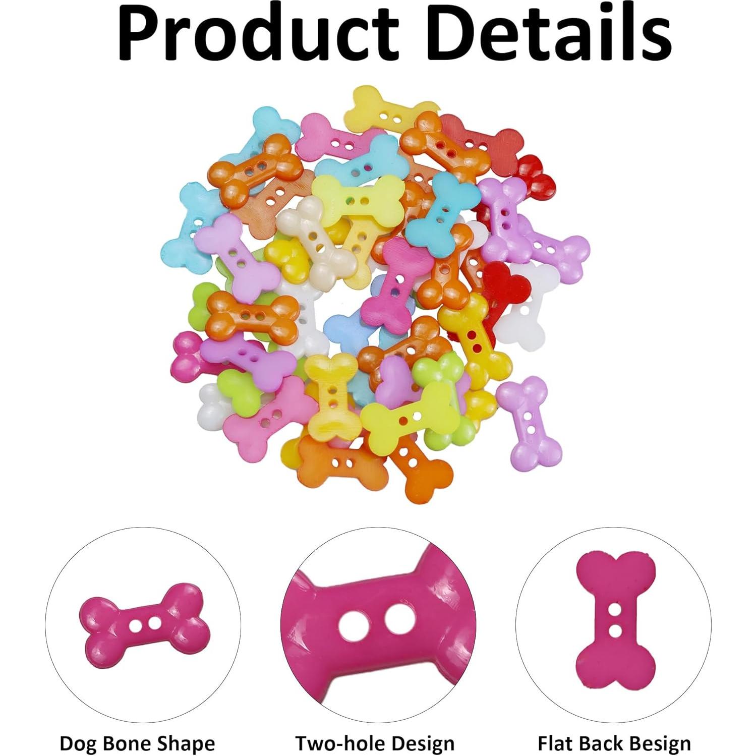 50 Botones Decorativos en Forma de Hueso Pson - Plástico Colores Variados