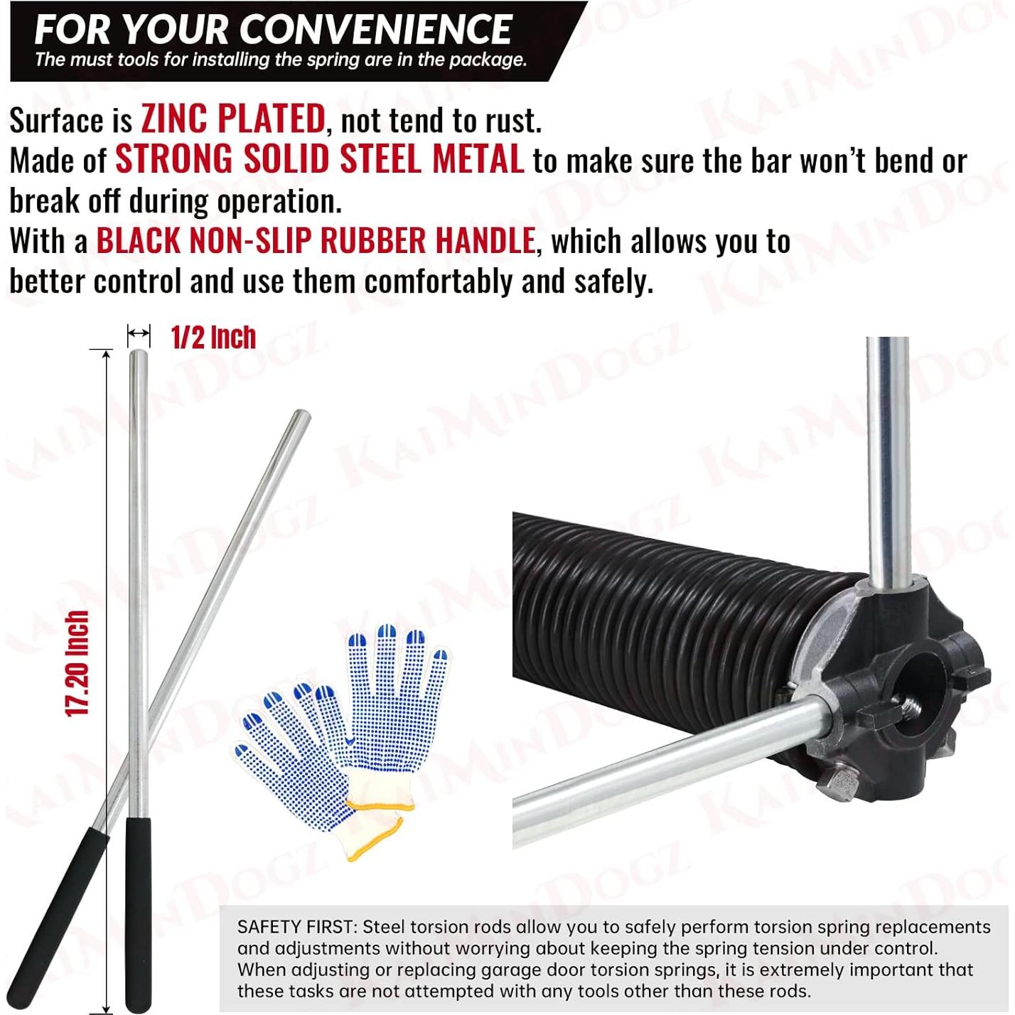 Resortes de Torsión para Puerta de Garaje KaiMinDogz 0.192" x 5.08 cm