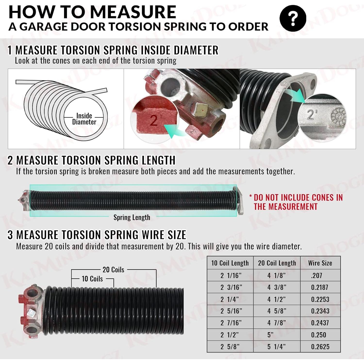 Resortes de Torsión para Puerta de Garaje KaiMinDogz 0.192" x 5.08 cm