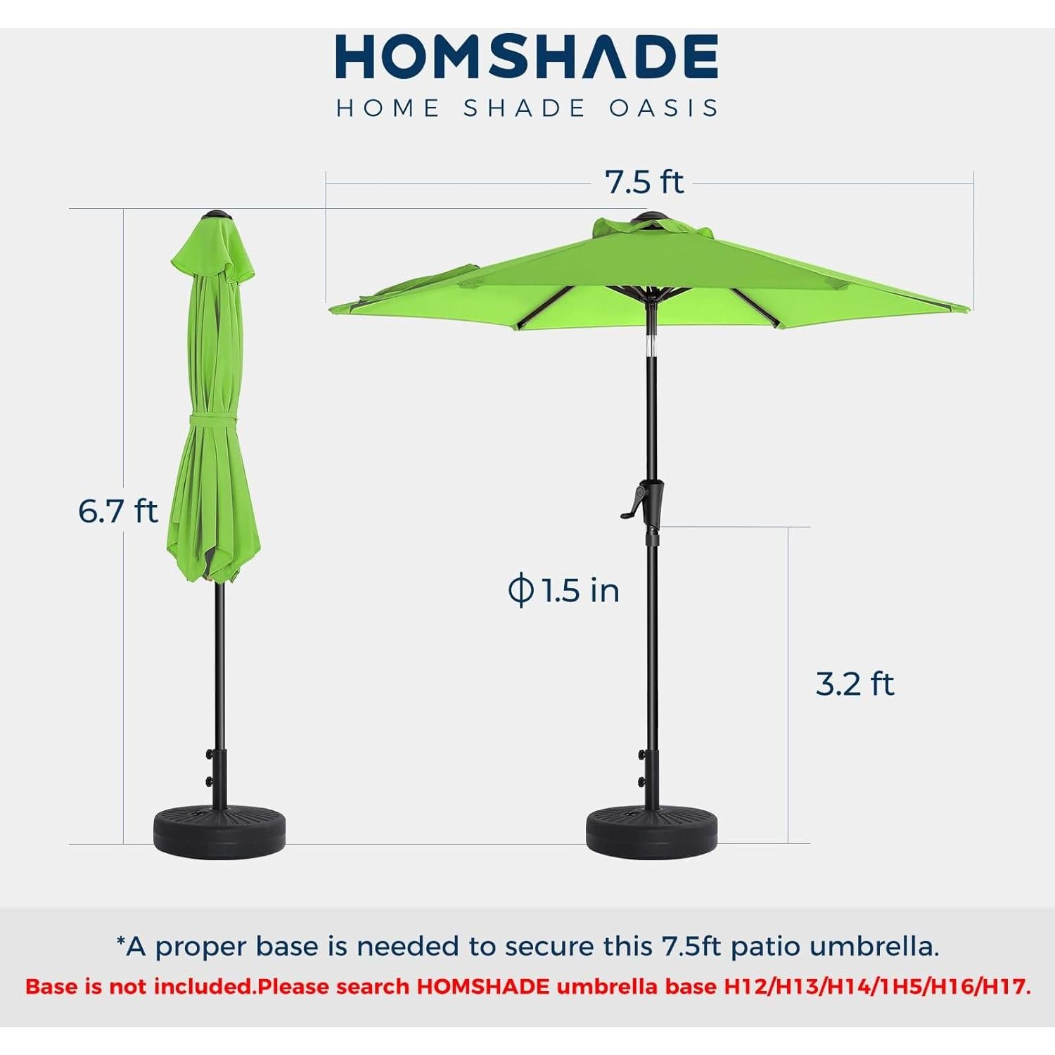 Paraguas de Patio HOMSHADE 7.5ft Verde Manzana UPF50+