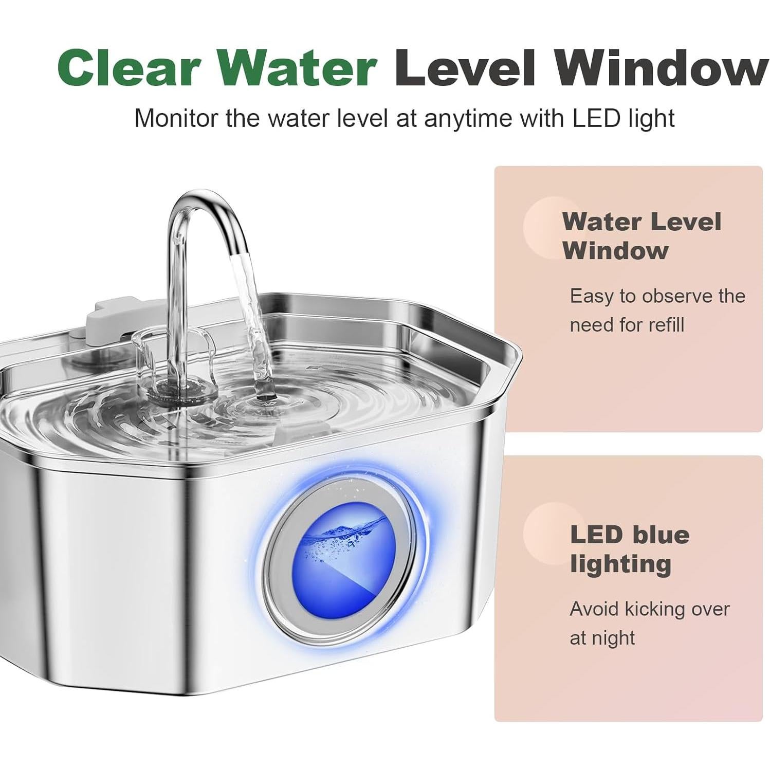 Fuente de Agua para Gatos APAUK Acero Inoxidable 3.2L Silenciosa