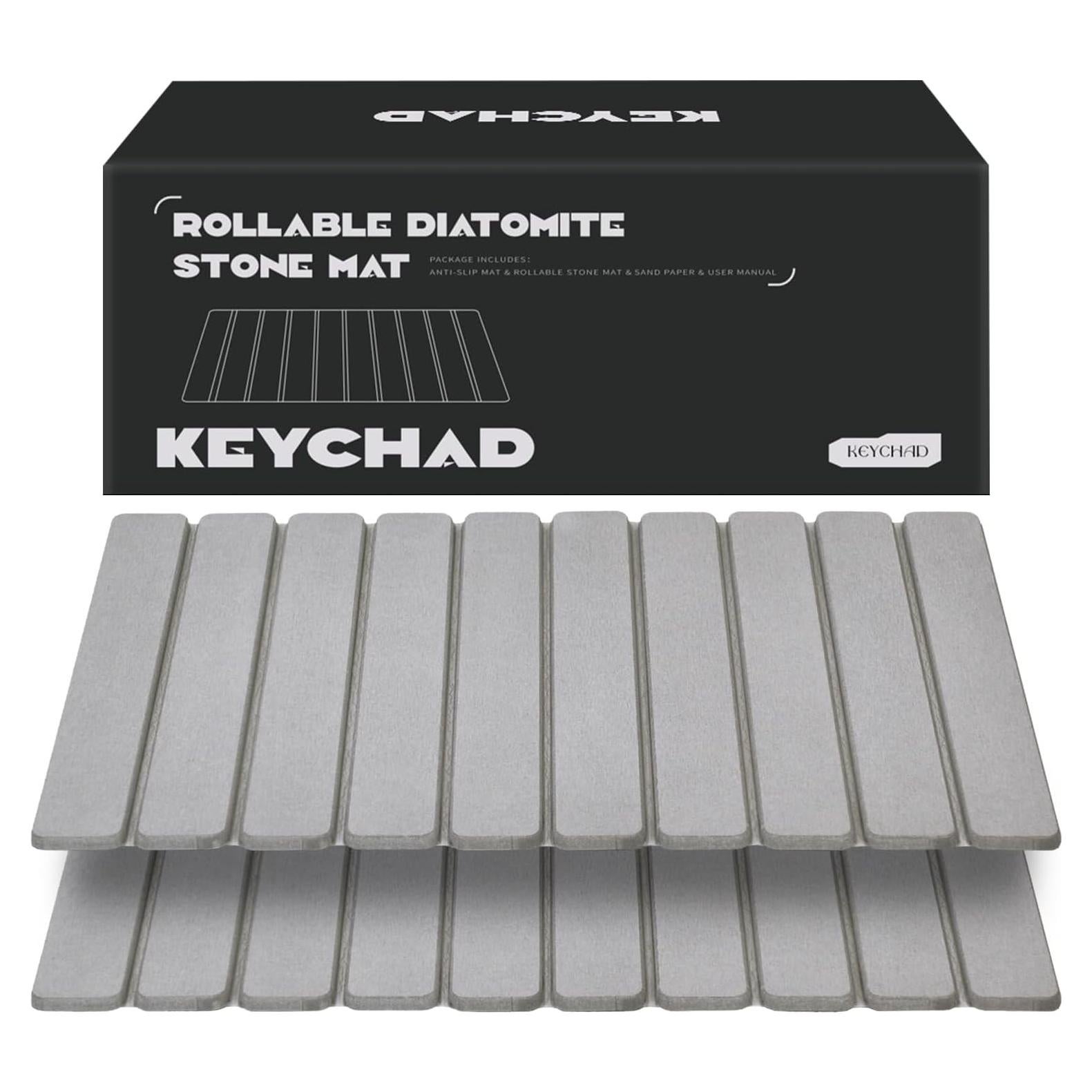 Alfombra de Baño de Piedra Diatomita KEYCHAD 59x39 cm Gris - 2 Piezas