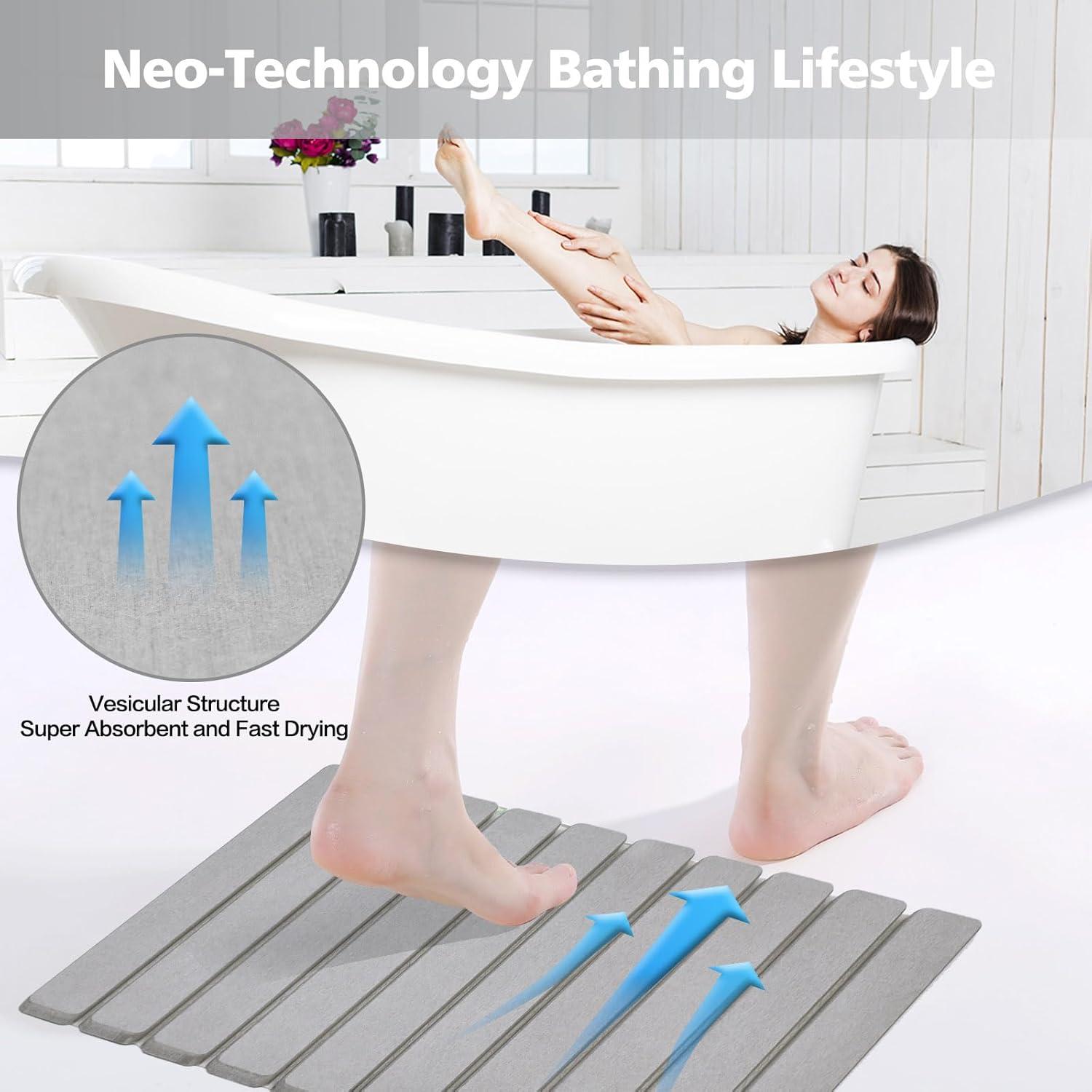 Alfombra de Baño de Piedra Diatomita KEYCHAD 59x39 cm Gris - 2 Piezas